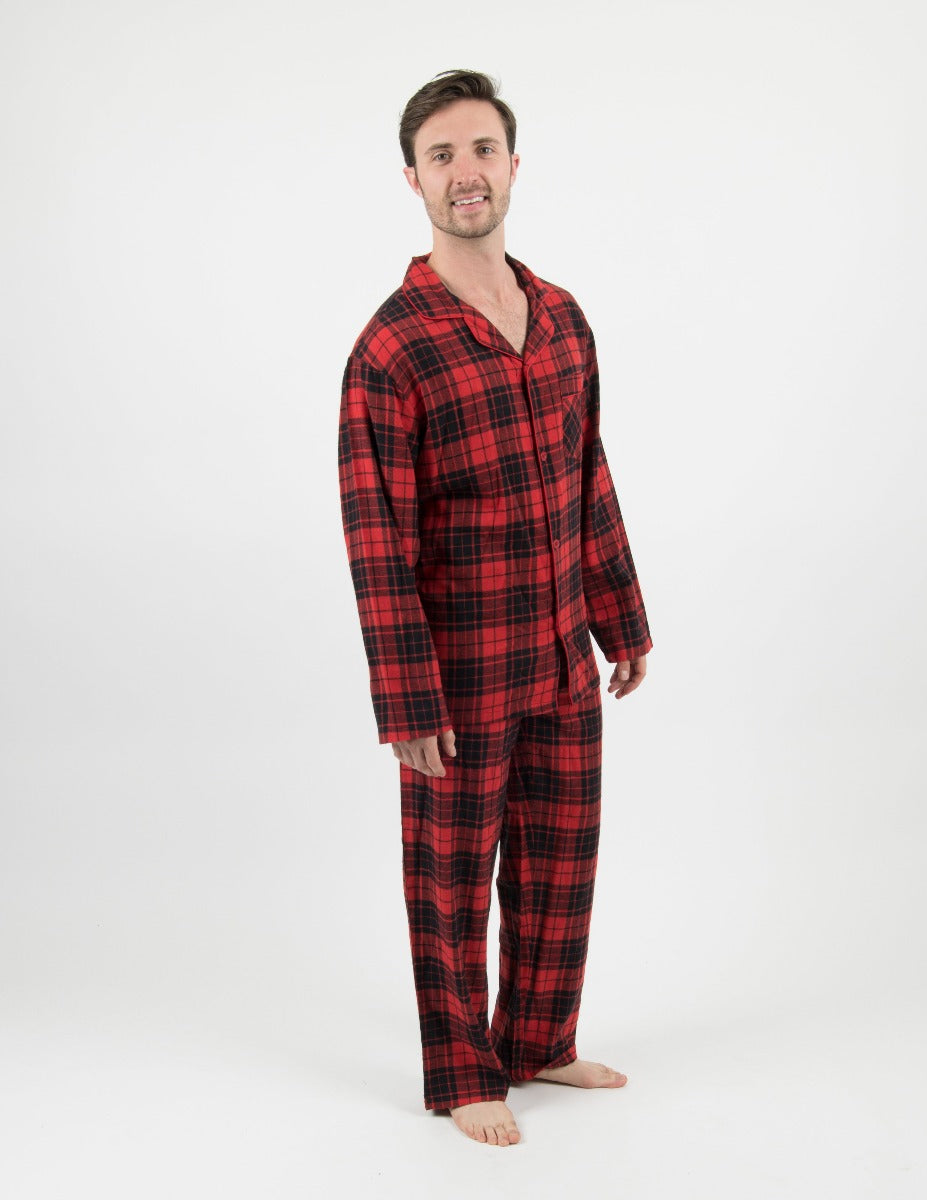 Men's Flannel Plaid Pajama Set - Soft & Comfortable Sleepwear for Winter - Cozy Lounge Pajamas for Relaxing at Home, Camping & Sleepovers