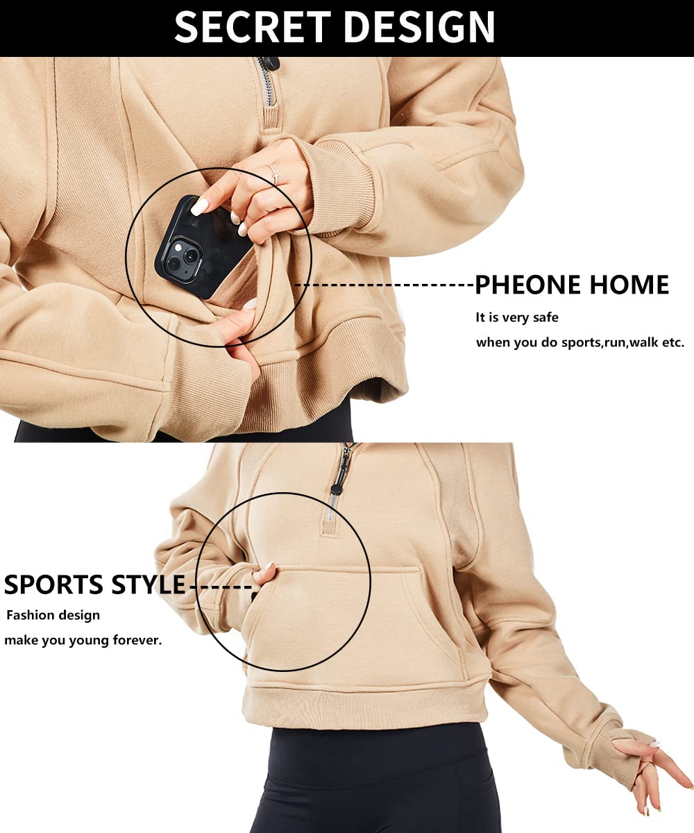 Women's Half Zip Pullover Sweatshirt - Long Sleeve Stand Collar Crop Fleece Lined Top for Spring 2025 | Casual Outfits, Layering & Outdoor Activities