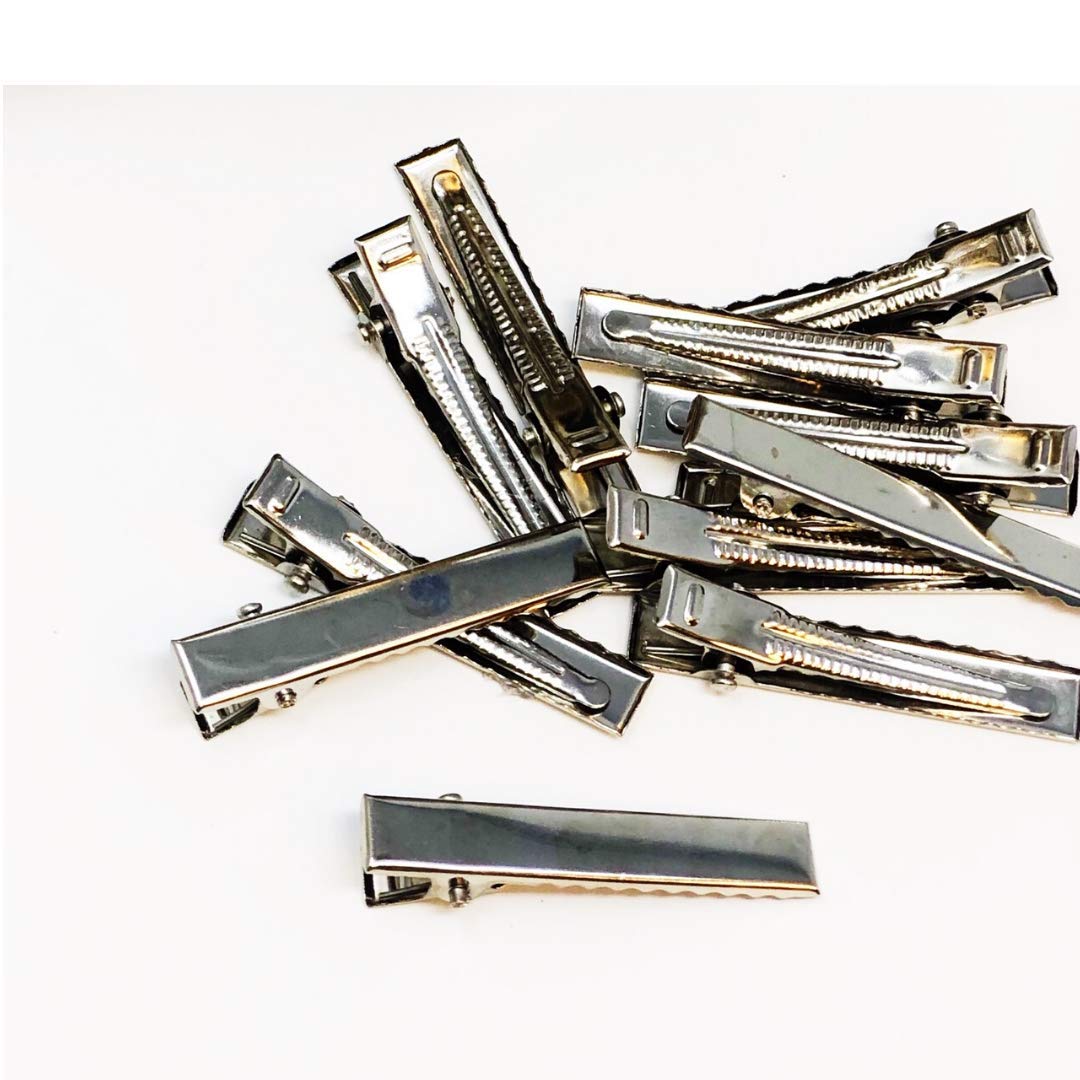 BANBERRY DESIGNS Silver Alligator Clips 100 Pack - 1.5 Inch Hair Clips for DIY Bows, Crafts & Hair Accessories - Perfect for Scrapbooking, Gift Wrapping & Party Decorations