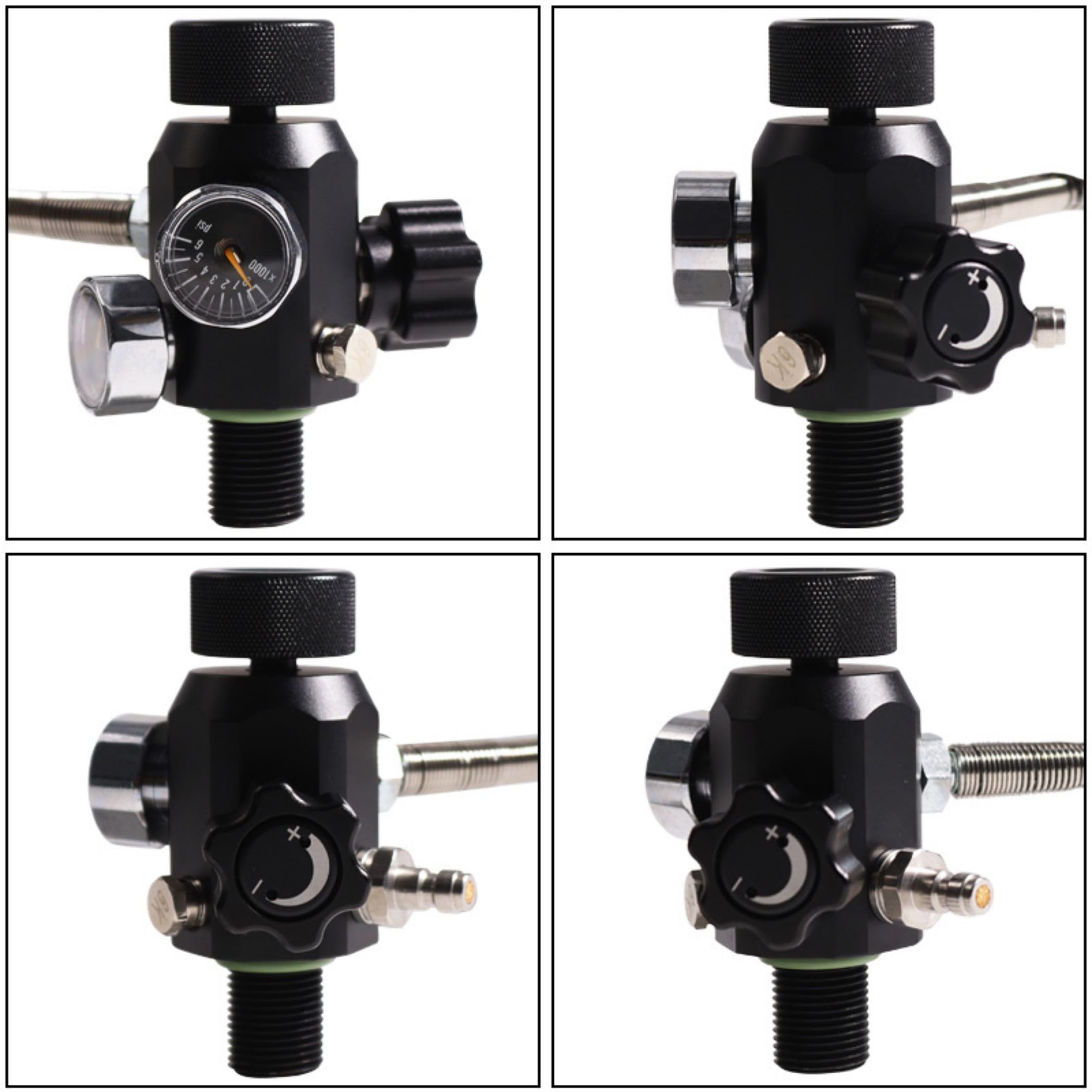 TUXING M18x1.5 Thread 4500psi Paintball Fill Station PCP Air Gun Regulator - Dual Gauge Valve with 20