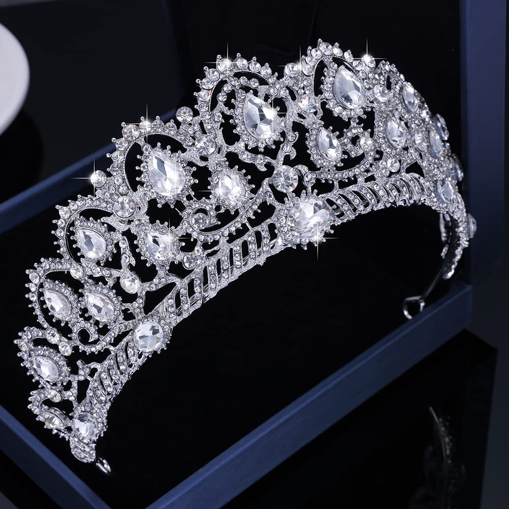 Kamirola Women's Crystal Tiara Crown & Headband with Comb – Elegant Bridal Wedding Accessories, Prom Pageant Party Hairpiece, Gothic Halloween Costume Jewelry – Perfect for Weddings, Balls, Cosplay & Special Events (TR15)