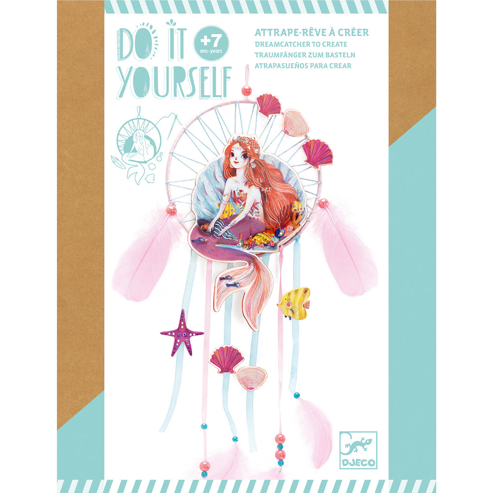 DIY Dreamcatcher Kit - Gentle Mermaid Design by Djeco | Creative Arts & Crafts for Kids, Home Decor & Bedroom Wall Hanging