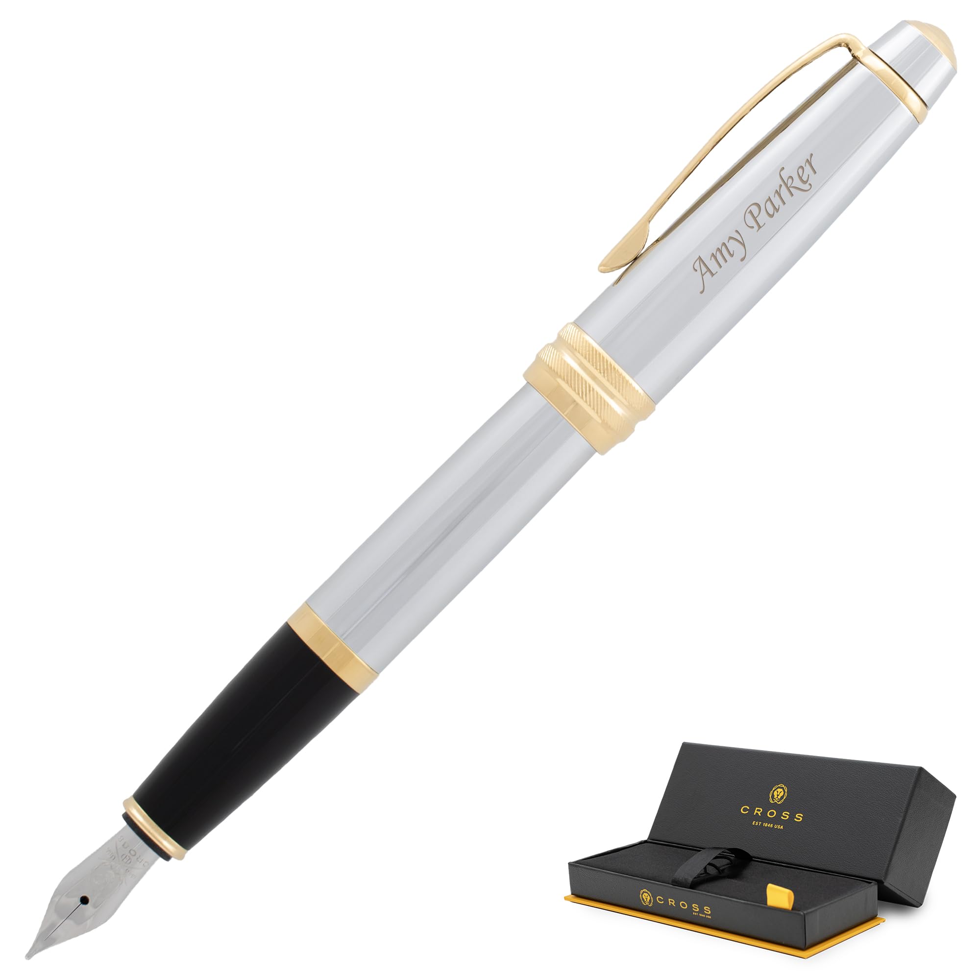 Engraved Cross Bailey Medalist Fountain Pen - Personalized Professional Gift with Medium Nib, Starter Ink & Gift Box | Perfect for Graduation, Anniversary & Executive Gifts