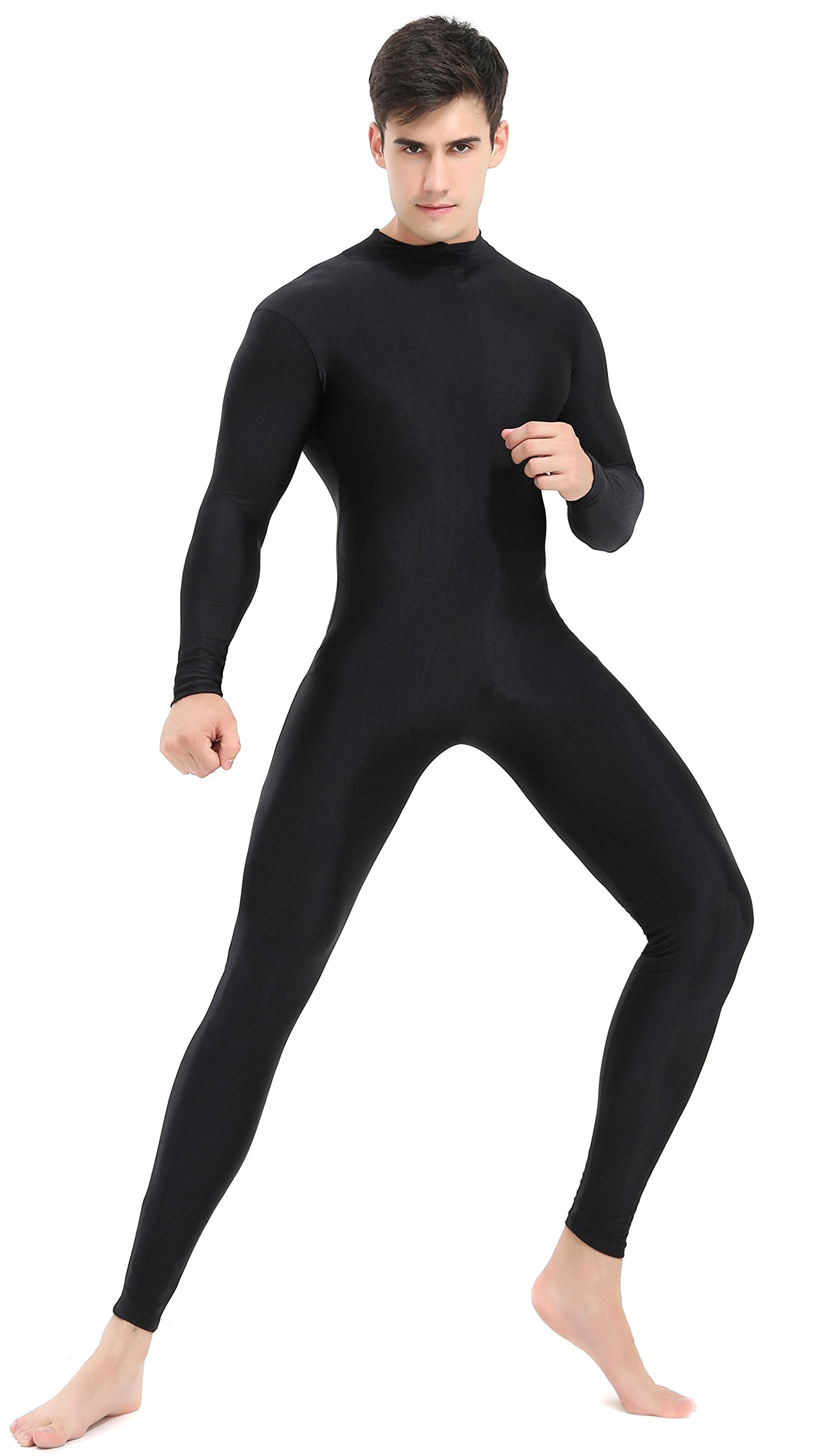 Speerise Men's Spandex Bodysuit - Long Sleeve Unitard with Zipper, Dance Leotard for Men - Perfect for Costumes, Performances, Yoga & Workouts