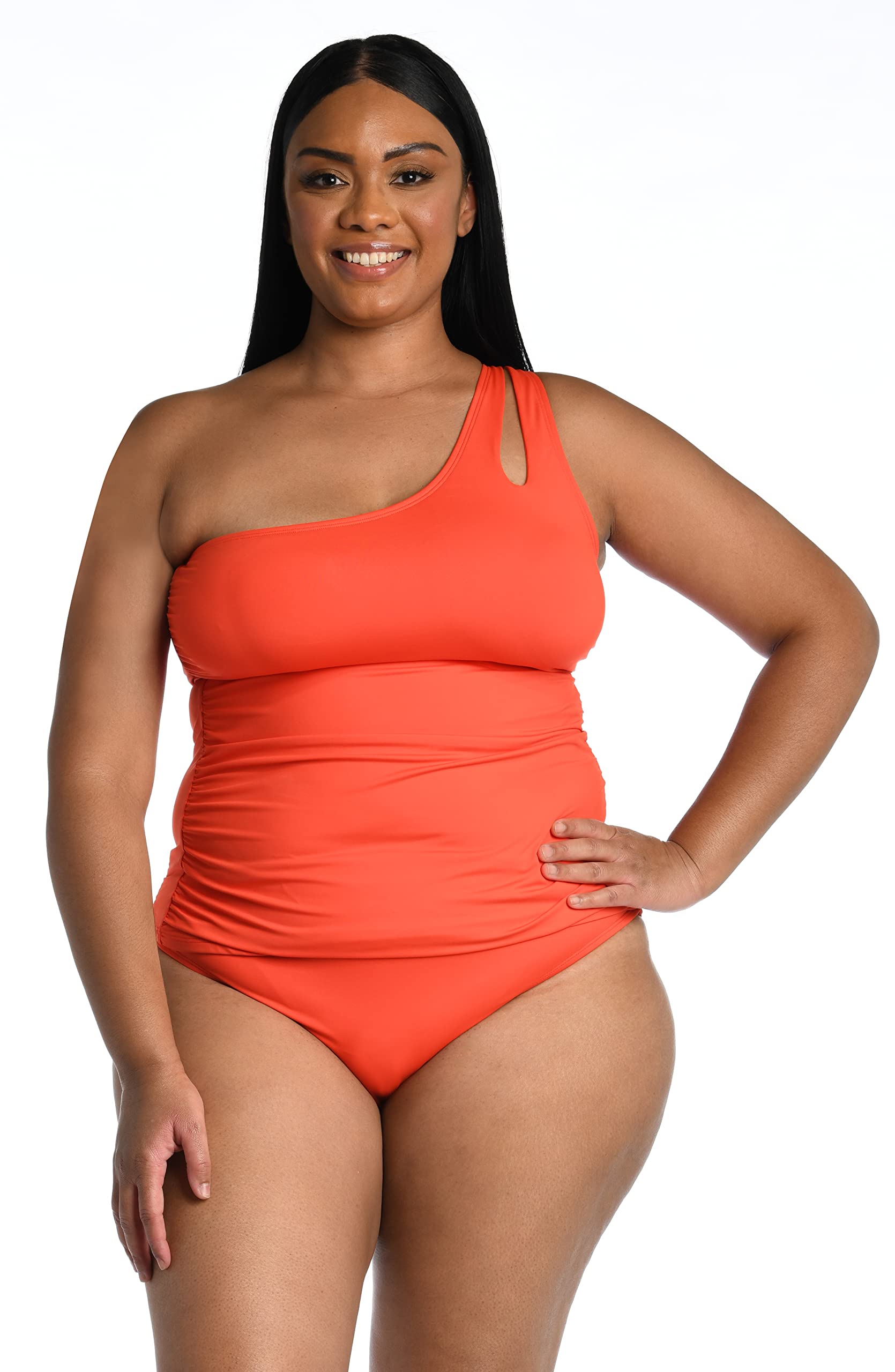 Island Goddess One Shoulder Keyhole Tankini Swimsuit Top - Sexy Beachwear for Women, Summer Swimwear for Pool & Vacation