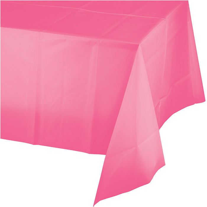 12-Piece Bulk Candy Pink Plastic Table Covers - Disposable & Value Pack for Birthday Parties, Baby Showers & Events