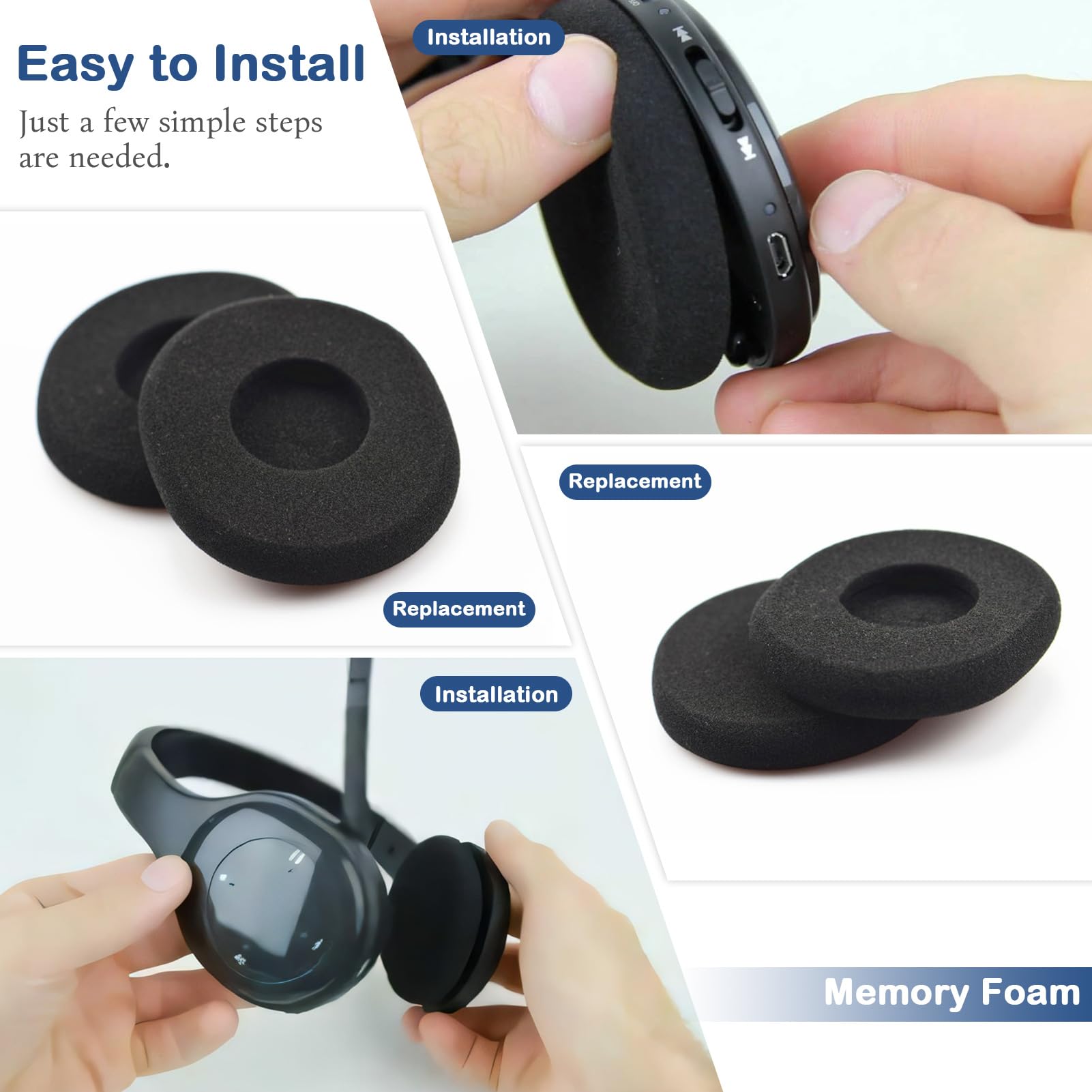 H800 Replacement Ear Pads - Soft Comfortable Headphone Cushions for H800 Headset | Easy to Install & Lightweight | Perfect for Gaming, Music & Office Use