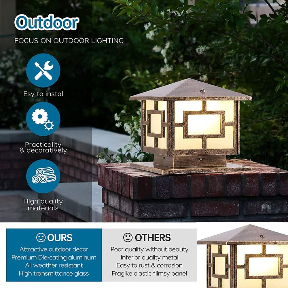 Waterproof Outdoor Column Lights - Anti-Rust Aluminum Modern Pillar Light Fixture for Garden, Patio & Lawn (E26 Base) | Durable Exterior Post Lighting for Pathways, Driveways & Backyard Decor