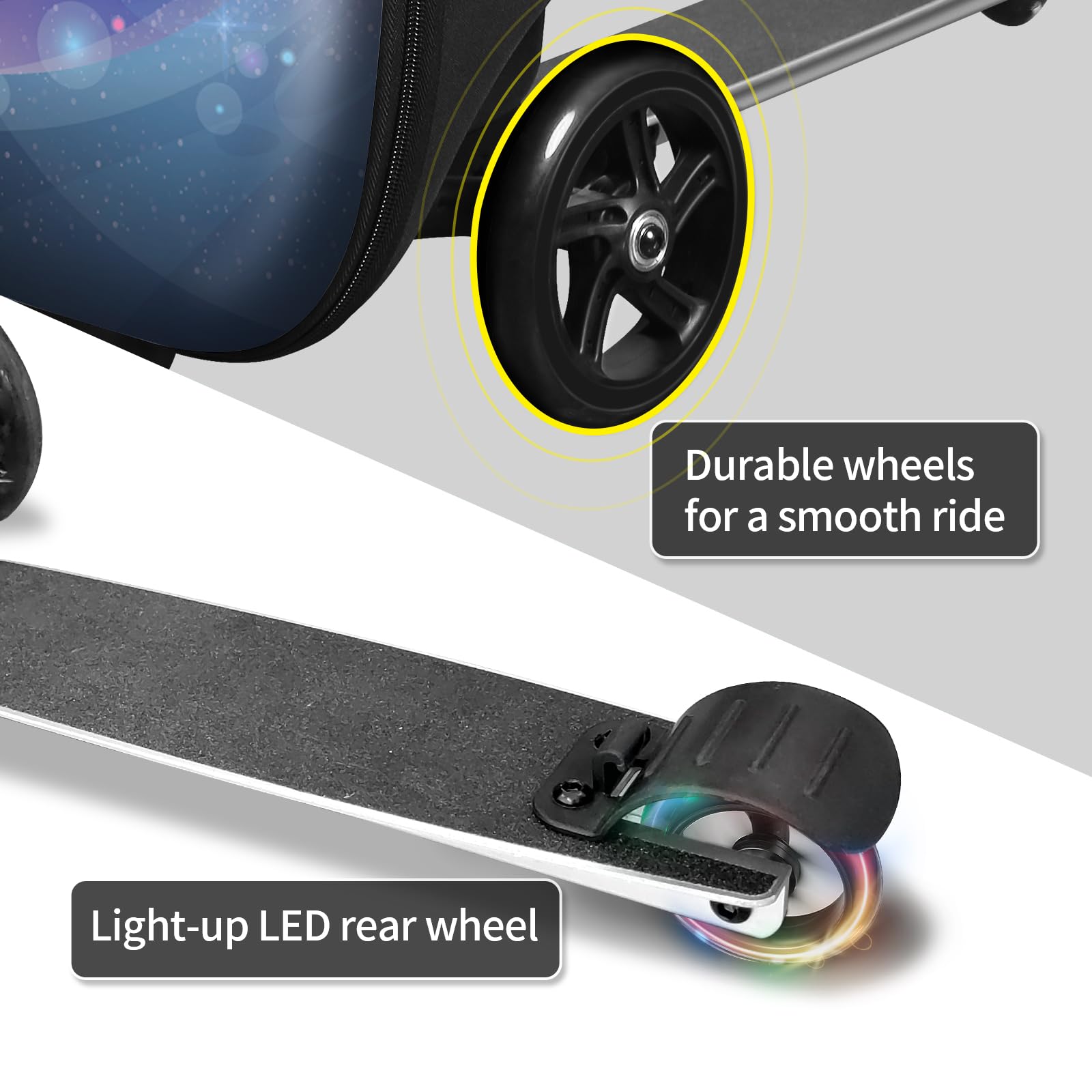 ALVOD Kids Scooter Suitcase - Lightweight Rolling Luggage for Children Ages 6-12 | Perfect for Air Travel, School Trips & Family Vacations