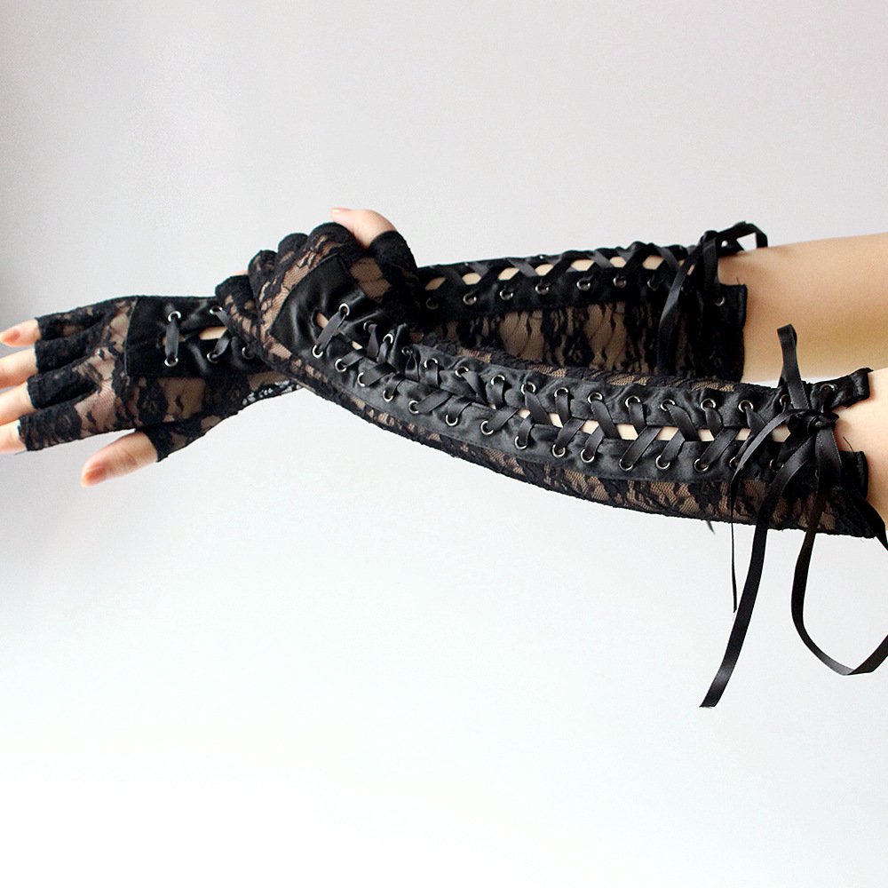 Steampunk Fingerless Lace Gloves for Women - Adjustable Long Gloves for Evening Parties, Weddings & Cosplay | Perfect for Bridal, Victorian & Gothic Fashion Outfits