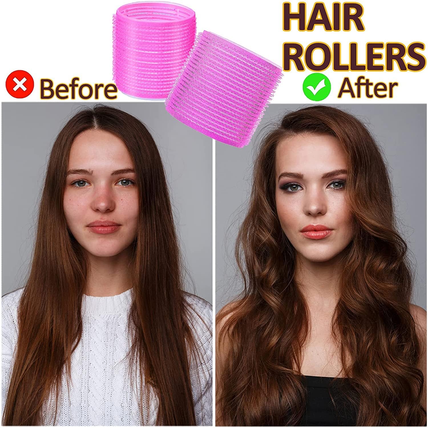 Jumbo Hair Rollers 6-Pack - Large Self-Grip Salon Hair Curlers for Women & Girls - Perfect for Voluminous Curls, Beach Waves & Salon-Styled Hair at Home