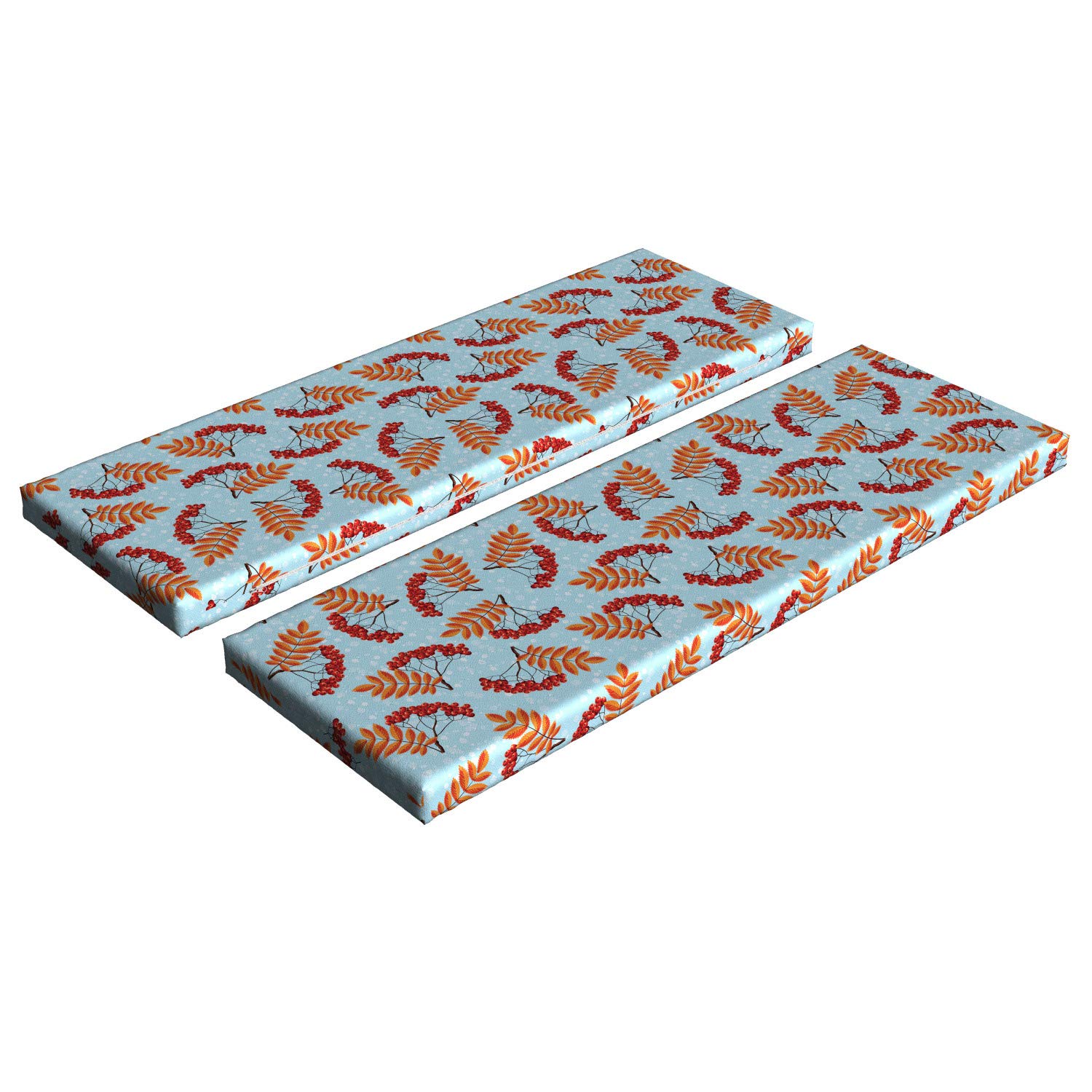 Ambesonne Rowan Bench Cushion Set of 2 - Abstract Dried Leaf & Vivid Berries Design - Standard Size 45