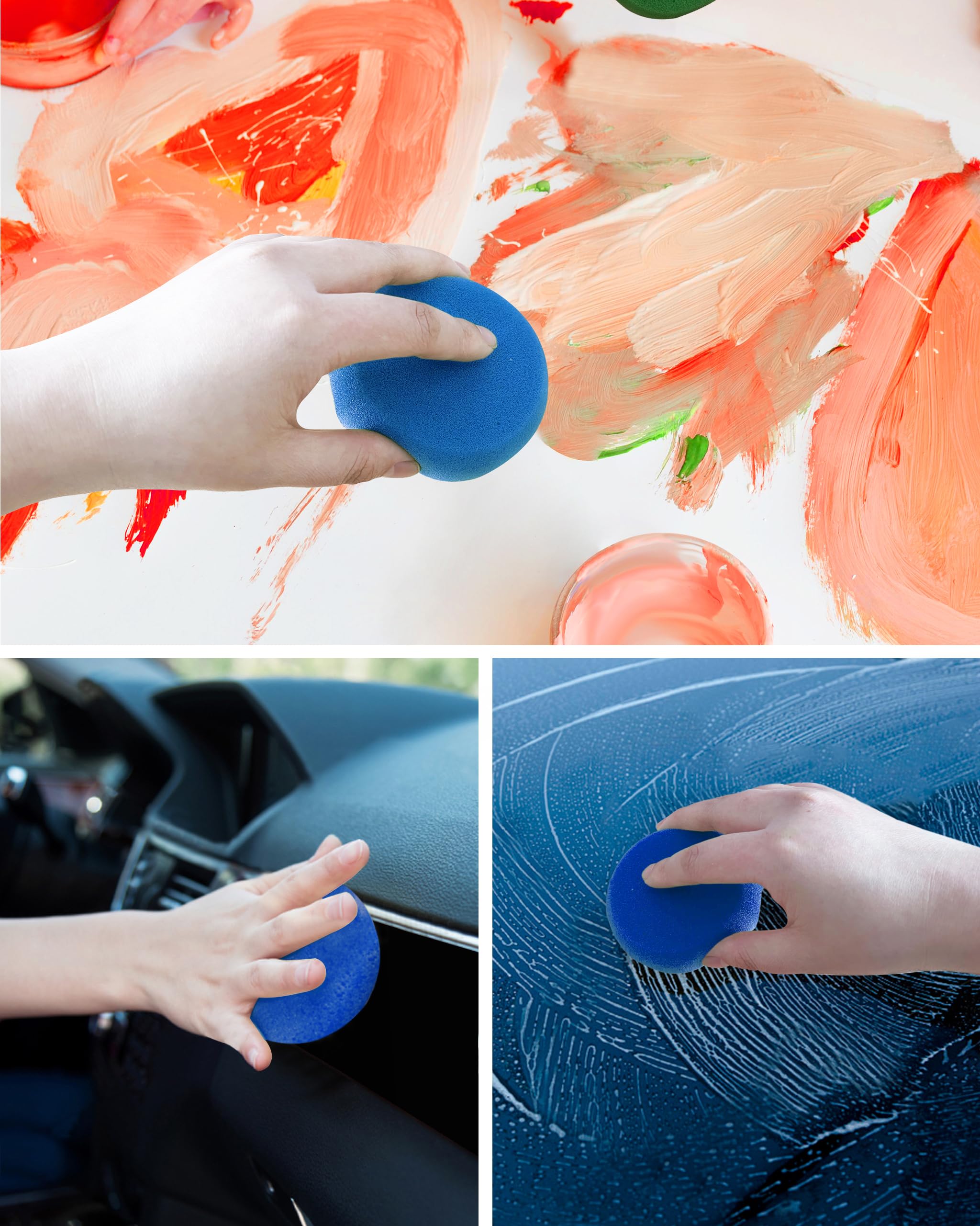 12-Pack Round Synthetic Artist Sponges (2.96 Inch) - Perfect for Watercolor Painting, Acrylic Art & DIY Crafts - Blue Sponge Set for Professional & Hobby Artists