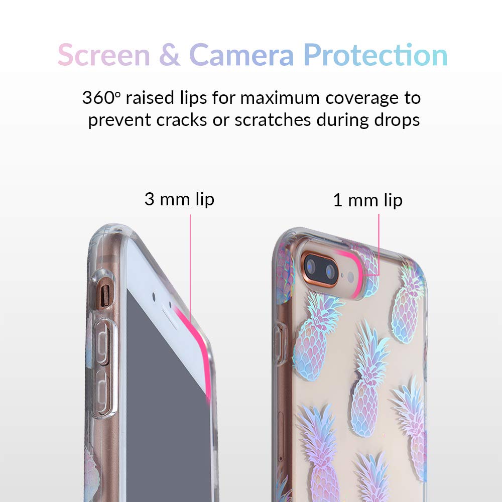VELVET CAVIAR iPhone 7 Plus & 8 Plus Case - Cute Clear Pineapple Holographic Protective Phone Cover for Women & Girls | Perfect for Summer, Beach & Tropical Vibes