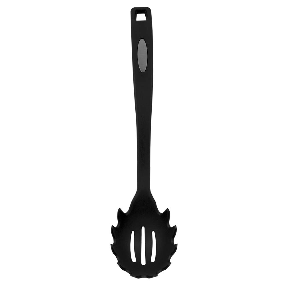 Heat-Resistant Flexible Nylon Curved Handle Kitchen Utensil Set - Non-Stick Spatula for Baking, Frying, Grilling, Cooking & Pasta Serving - Perfect for Sauteing, Stir-Frying and Serving Dishes - Black