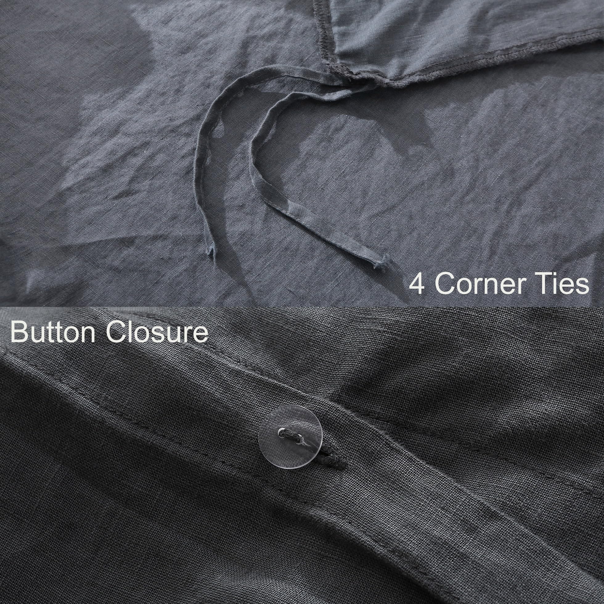 Premium 100% French Linen Duvet Cover Set - Ultra Soft & Breathable Luxury Bedding for All Seasons - Perfect for Master Bedroom, Guest Room & Vacation Homes