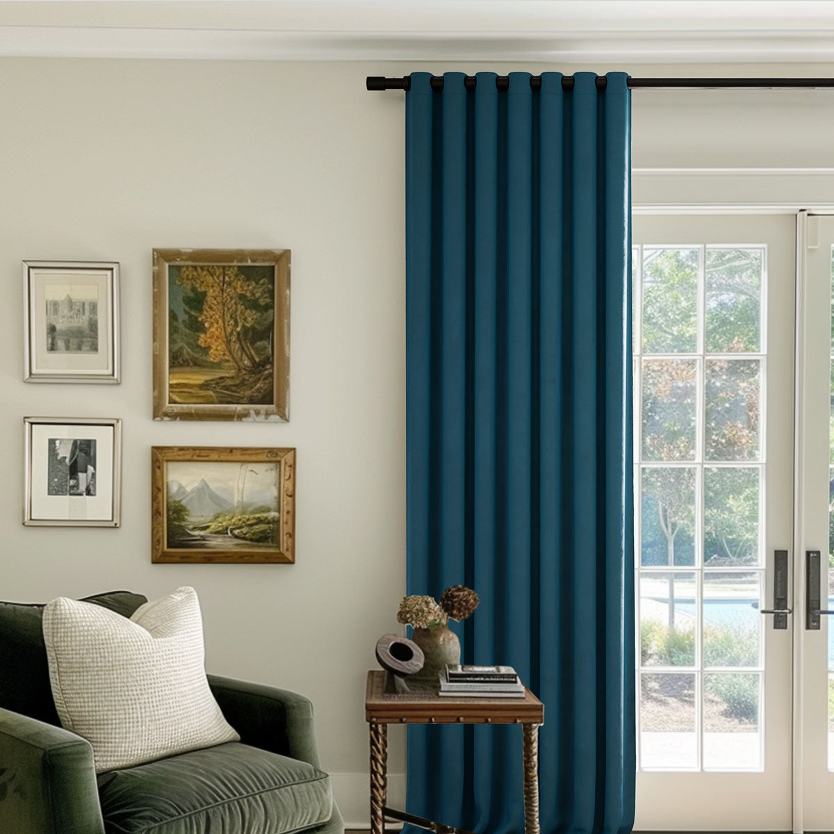 Luxury Heavyweight Blackout Curtains - Steel Gray & Velvet Fabric with Grommet Top for Custom Drapes | Noise Reducing & Thermal Insulated Window Treatments for Bedroom, Living Room & Home Theater