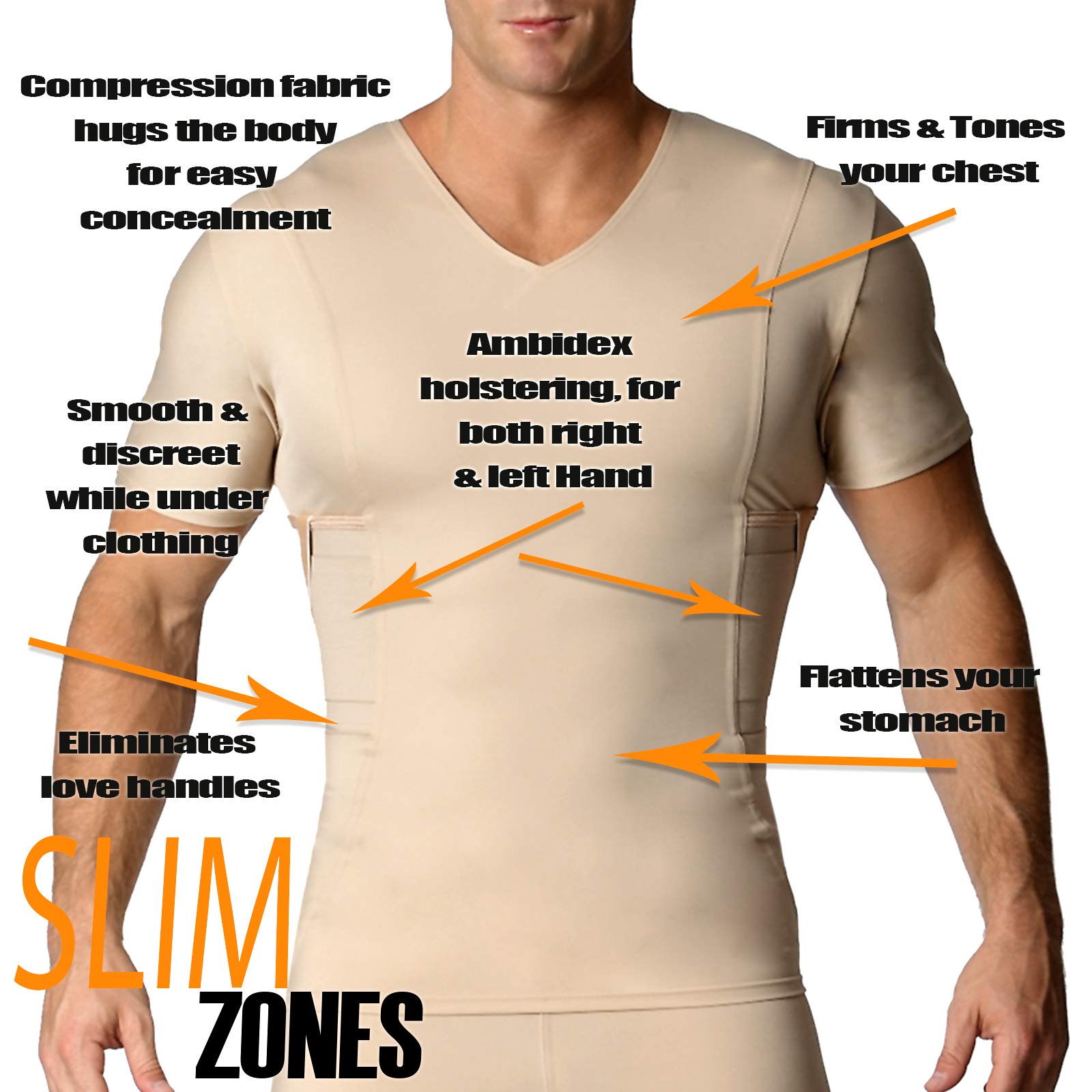 Concealed Carry Compression V-Neck Shirt with Built-in Holster - Tactical Underwear for Everyday Wear, Training & Home Defense (MGV017) | Ideal for CCW, Gym Workouts & Personal Protection