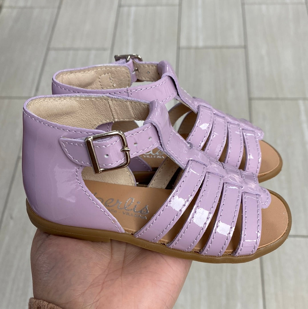 Beberlis Lilac Patent Leather Gladiator Baby Sandals for Girls - Comfortable First Walking Shoes for Infants, Toddler Summer Outfits & Special Occasions