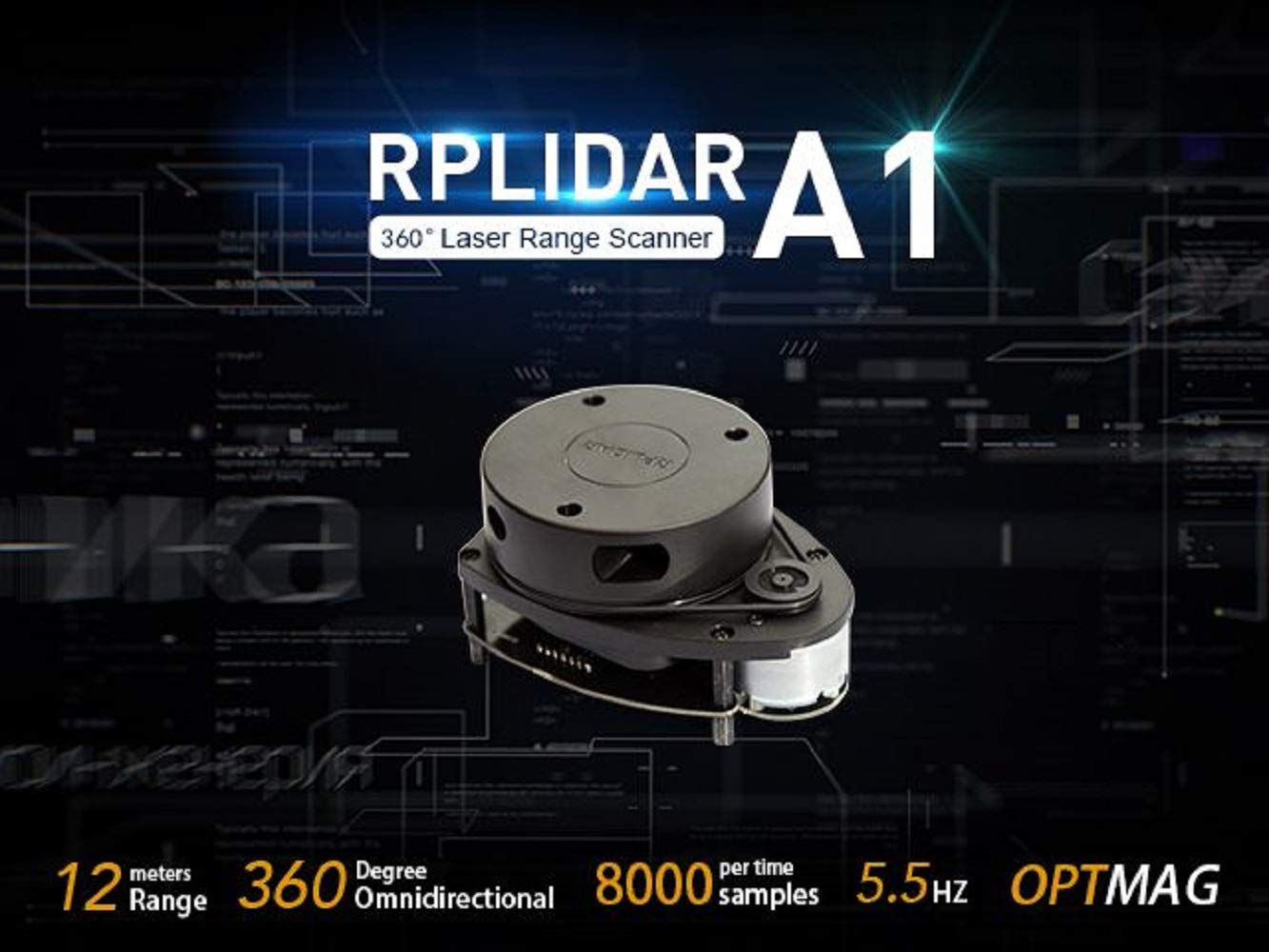 Seeed Studio RPLIDAR A1M8-R6 360° 2D Laser Scanner Kit - 8000Hz Sample Rate, 12m Range Radar Sensor for Robotics, Obstacle Avoidance & STEM Education | Perfect for Robot Navigation, Smart Home Mapping & Maker Projects