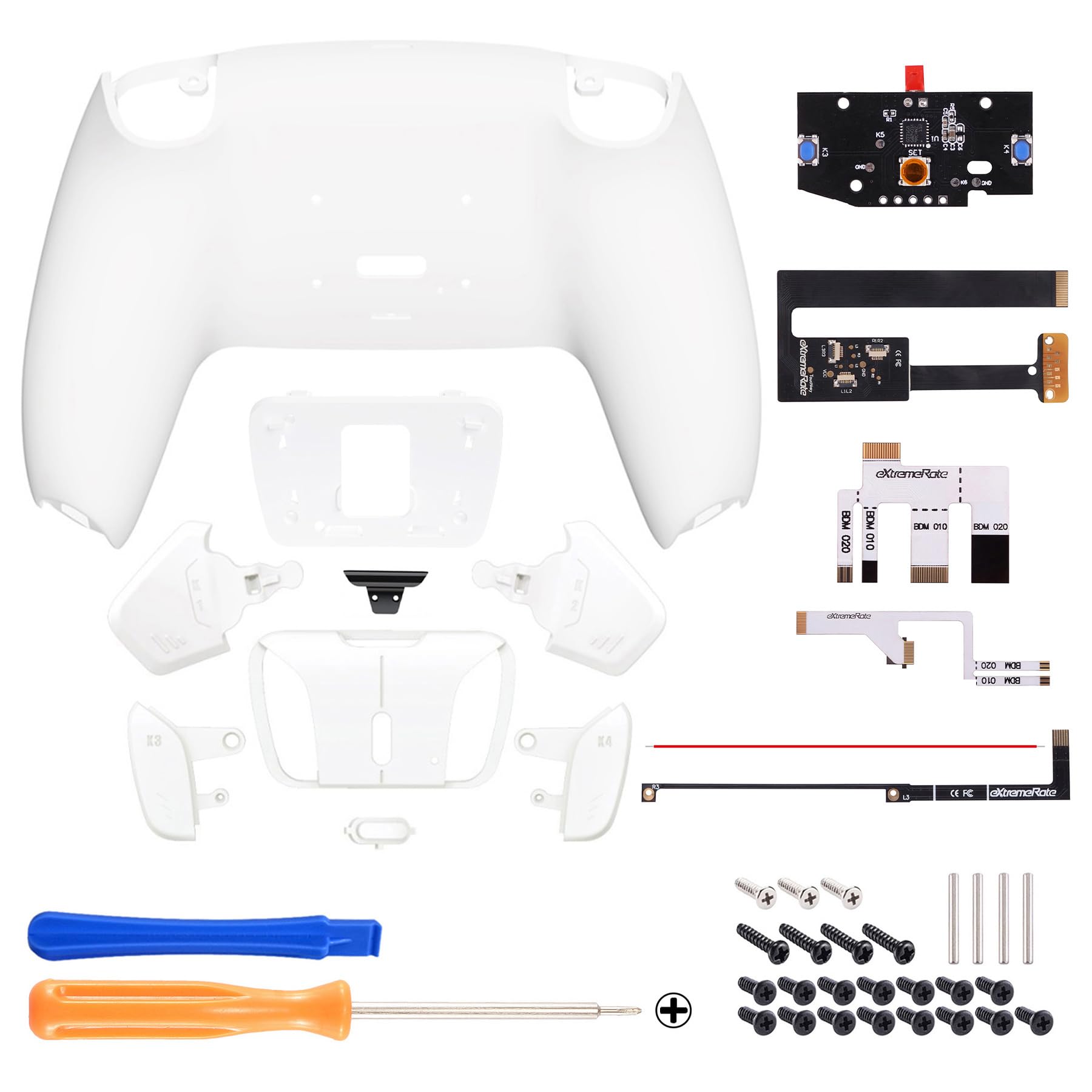eXtremeRate RISE4 Remap Kit for PS5 Controller BDM-010/020 - Customizable Back Paddles, Remapper Board & Ergonomic Case Backplate (Snow White) | Enhance Gaming Performance for FPS, Racing & Competitive Play