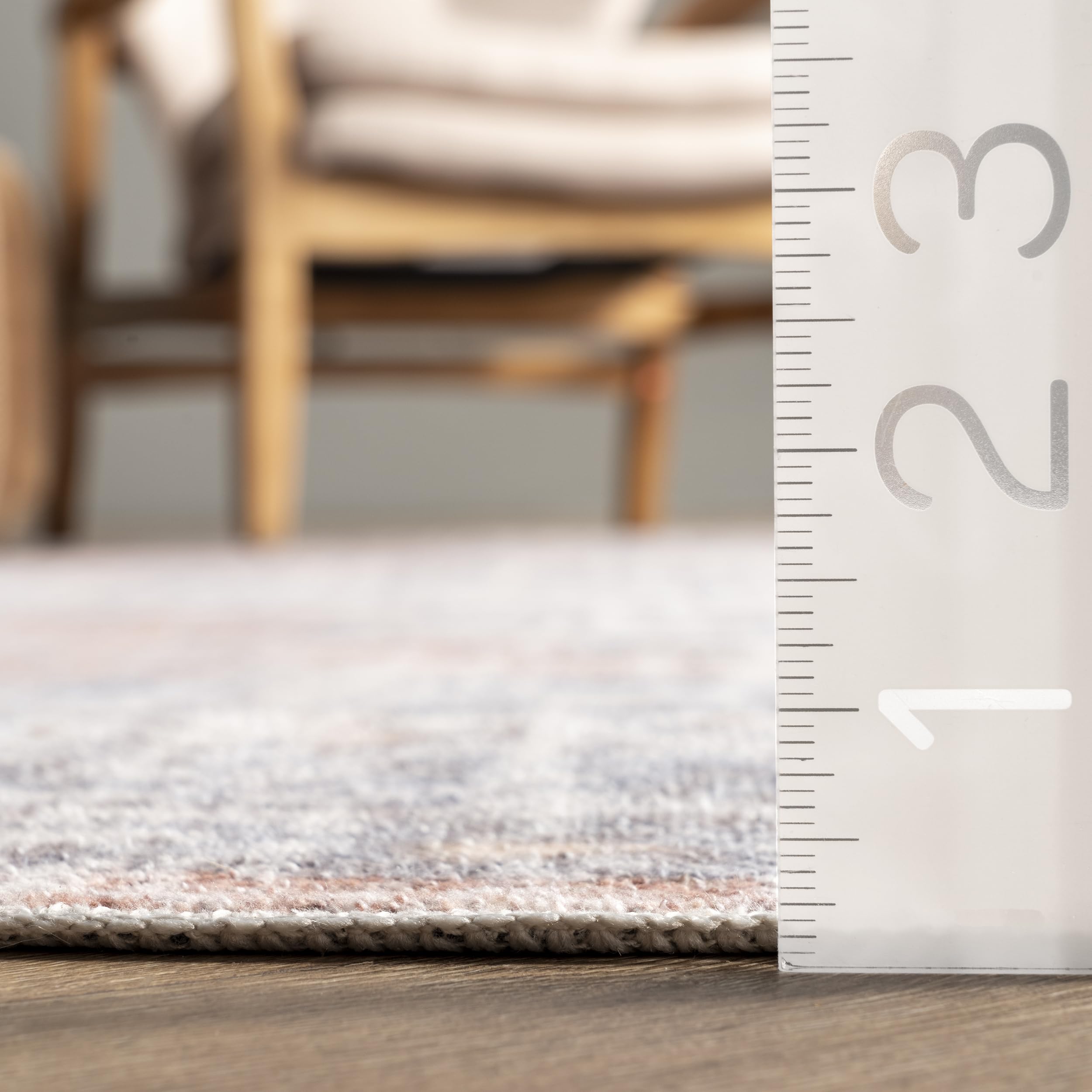 nuLOOM 8' Round Washable Area Rug - Stain Resistant & Non-Slip Backing - Jacquie Peach Design - Perfect for Living Room, Bedroom, Dining Room - Easy to Clean & Low Profile for High Traffic Areas