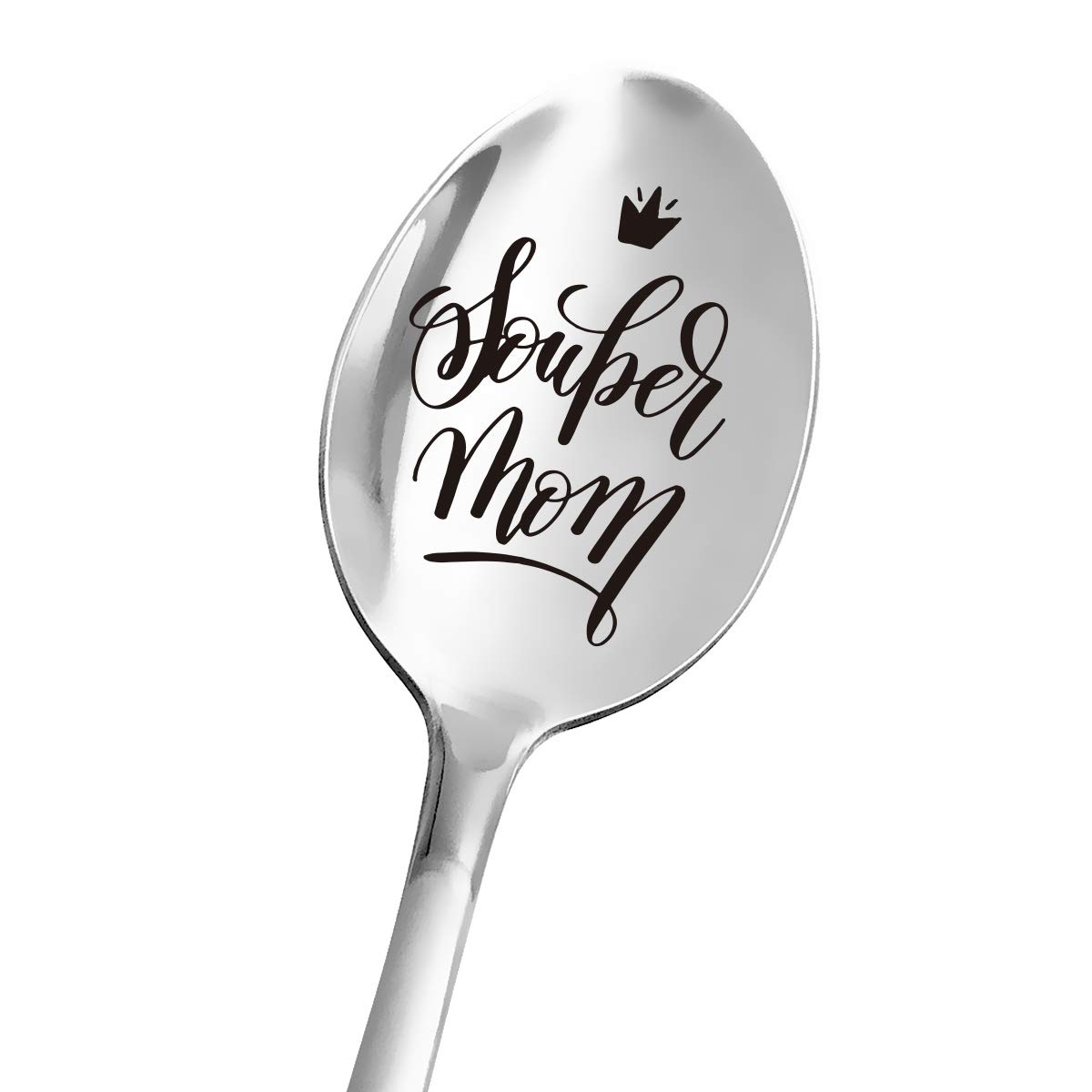 Funny Souper Mom Engraved Stainless Steel Spoon - Best Unique Gift for Tea & Coffee Loving Women - Perfect Mother's Day, Birthday & Christmas Present from Daughter, Son or Husband - Great for Kitchen, Coffee Breaks & Special Occasions