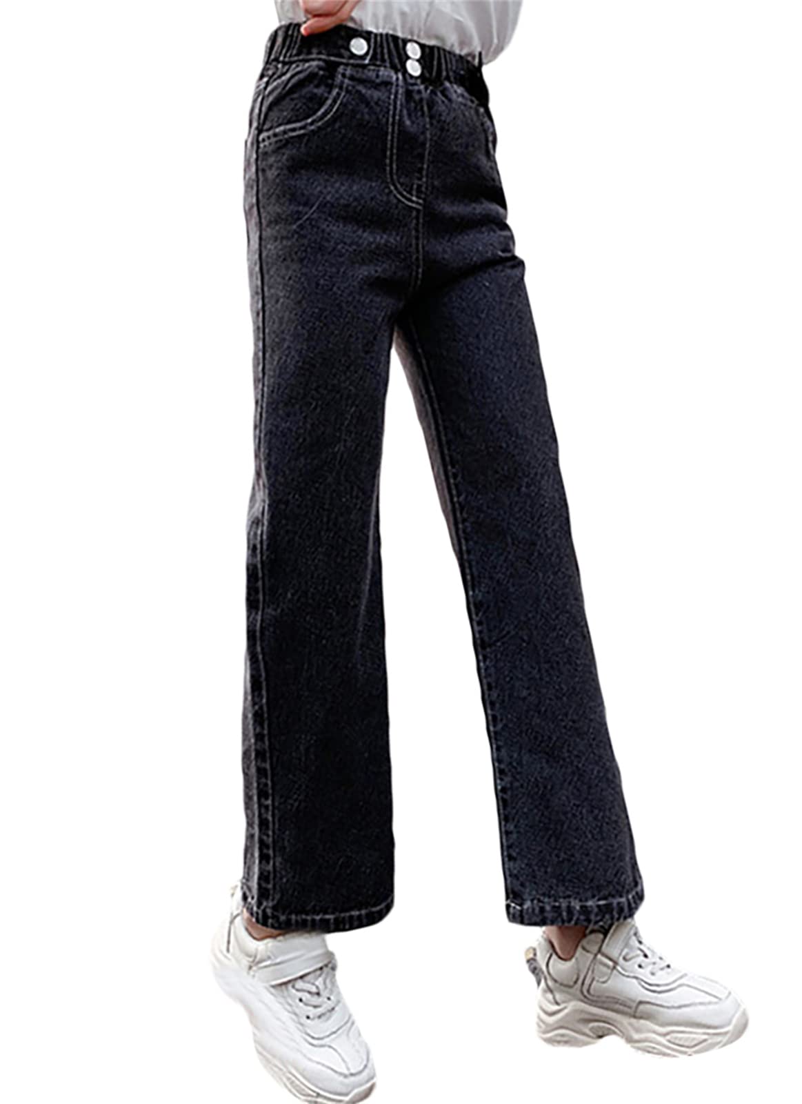 Stylish Cromoncent High Waist Straight Wide Leg Pants for Girls Age 4-13 - Perfect for School, Playdates & Casual Outings