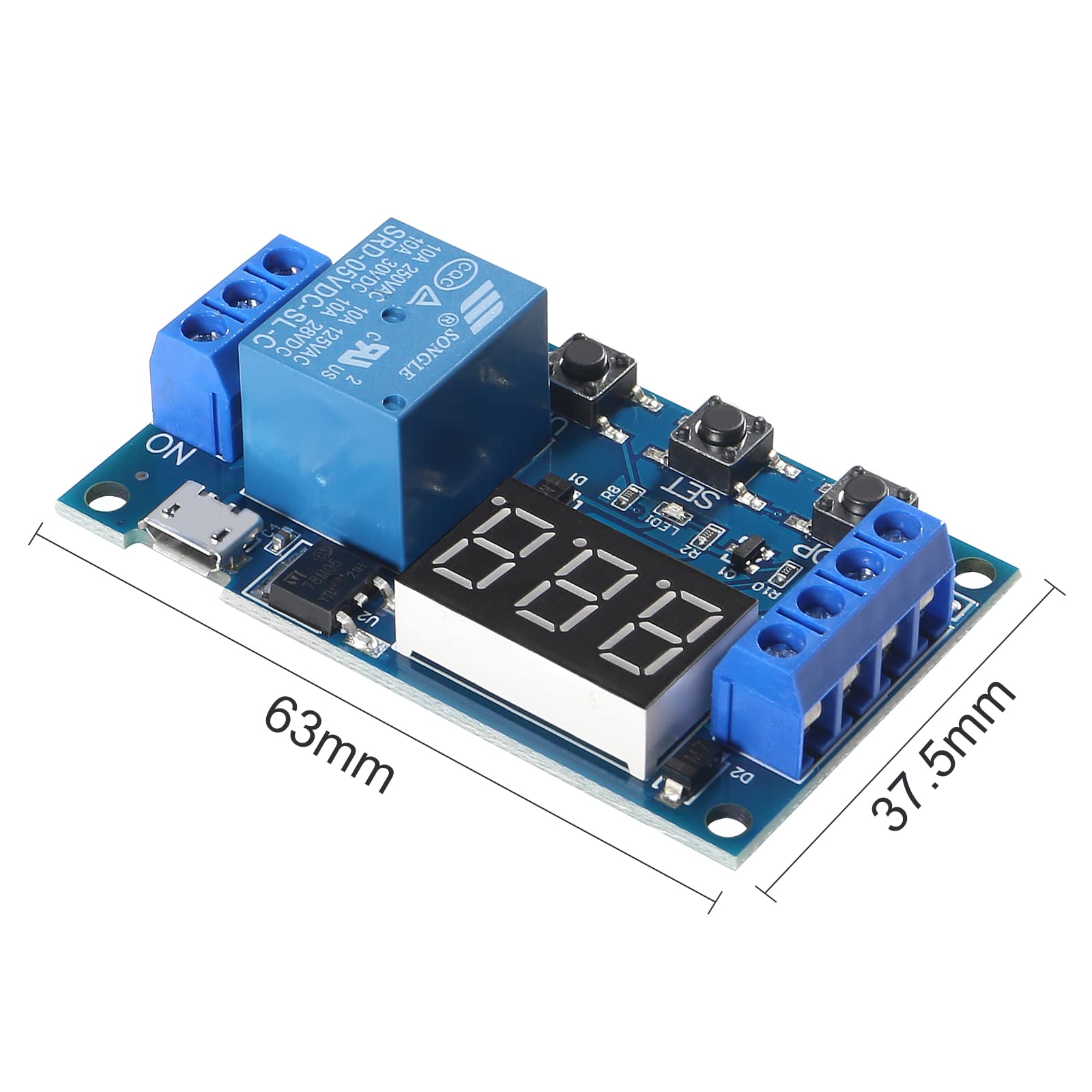 3Pcs DC 6-30V Programmable Timer Relay Module with LCD Display - Adjustable Delay & Cycle Timer, 5V Micro USB Power - Smart Home Automation Controller for Lighting, Irrigation & Appliance Control