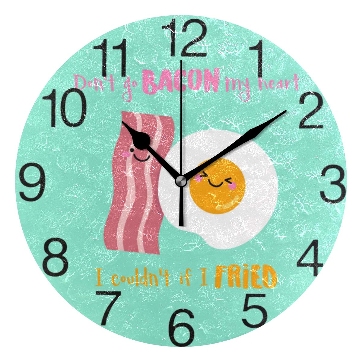 Senya Cute Bacon & Egg Wall Clock - Silent Non-Ticking Round Oil Painting Decor for Home, Office, School - Perfect Kitchen Decor & Breakfast-Themed Gift