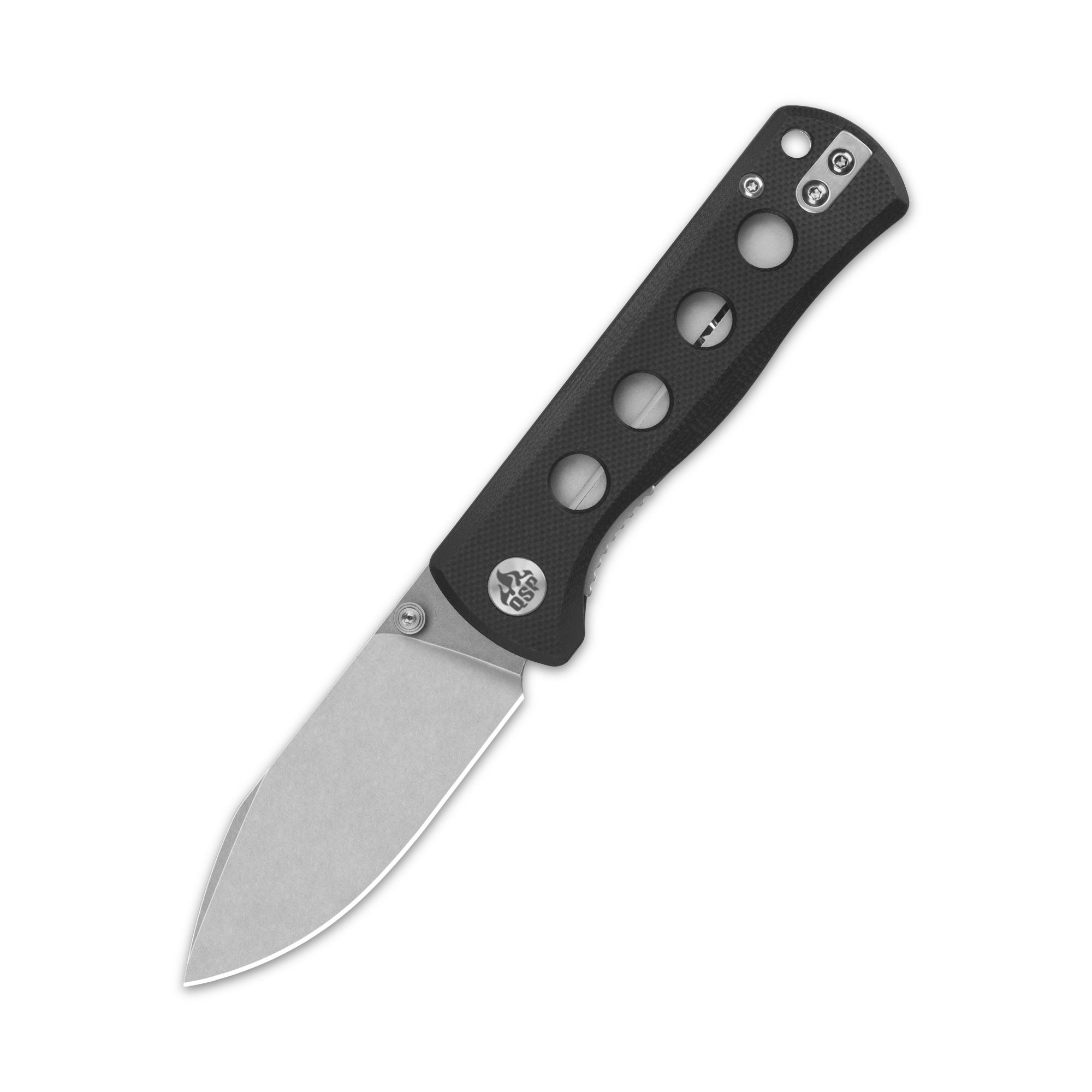 QSP Canary Liner Lock Pocket Knife - 14C28N Stainless Steel Blade, Black G10 Handle - EDC, Camping & Outdoor Survival Tool