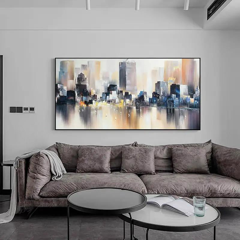 Urban Landscape Painting #UL 005 - Modern Wall Art for Living Room, Bedroom & Office Decor - Handmade Canvas Artwork