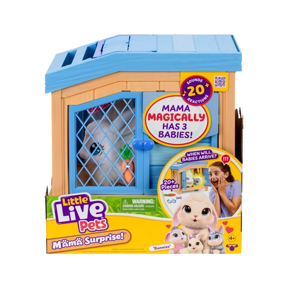 Little Live Pets Mama Surprise S3 Bunny Pet - Interactive Plush Toy for Kids with Surprise Babies, Sounds & Motion - Perfect Gift for Girls & Boys Ages 5+ (Playtime, Birthday, Easter)