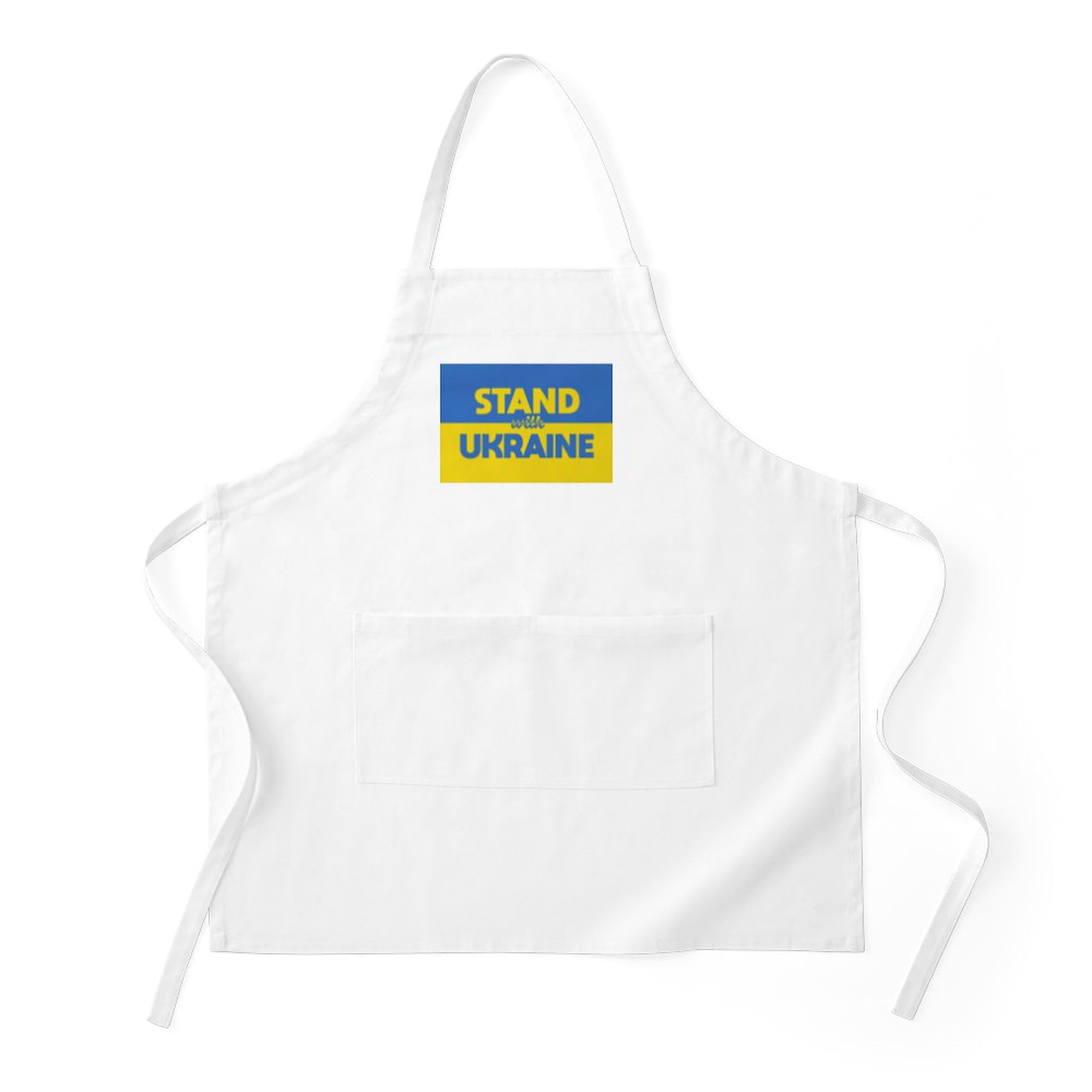Stand With Ukraine Kitchen Apron with Pockets - Adjustable Grilling & Baking Apron for Cooking, BBQ, and Home Chef Use