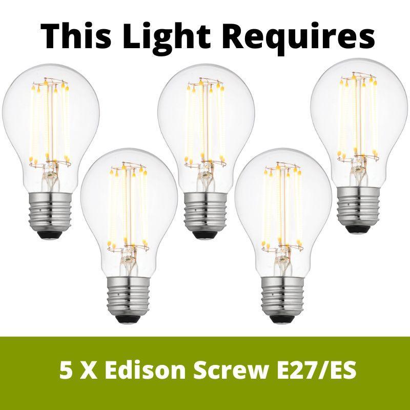 Eglo Layham 5-Light Modern Industrial Pendant Light - Metal & Wood Ceiling Fixture for Kitchen Island, Dining Room, Bar Counter Lighting