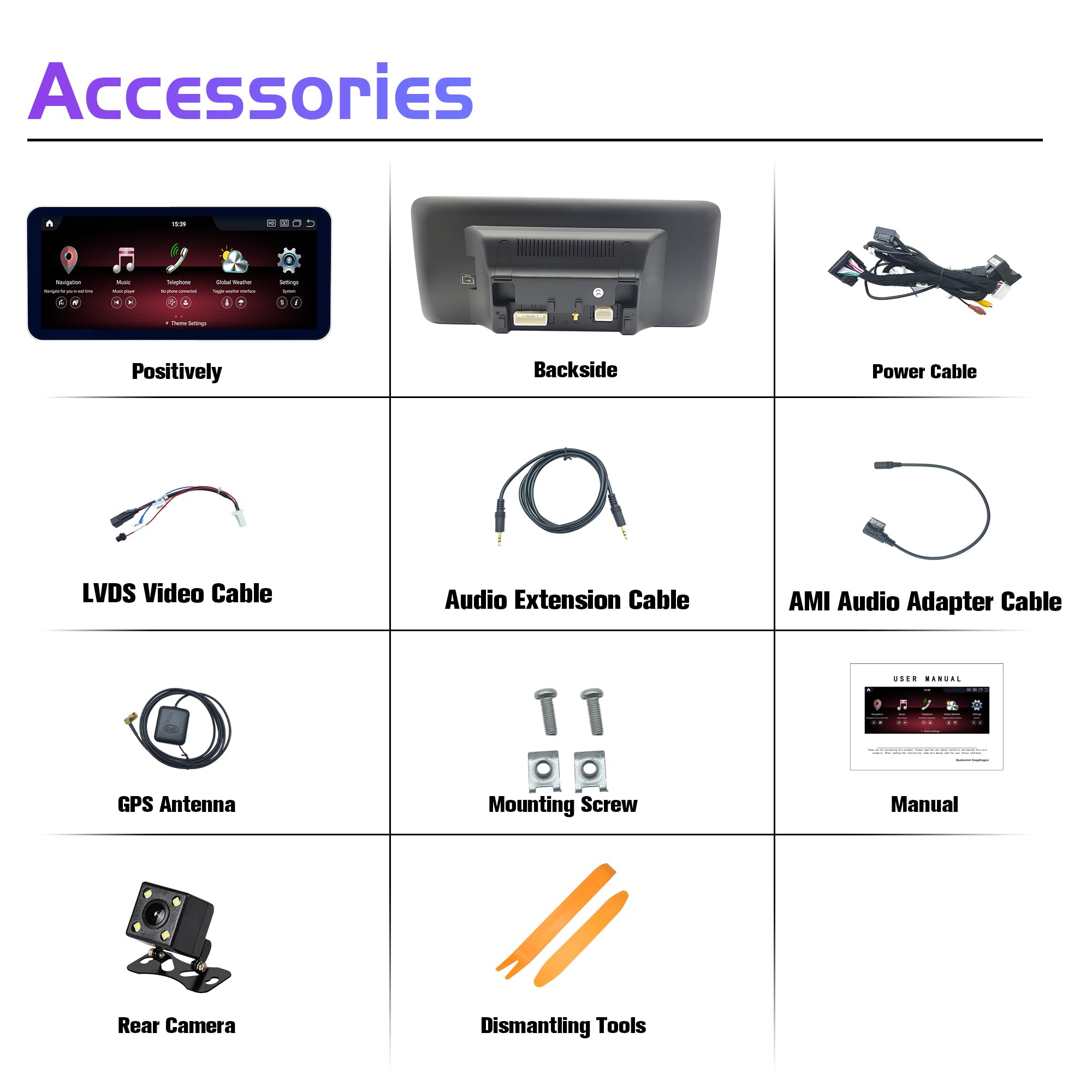 64GB Android Car Stereo with Bluetooth, AM/FM, Wireless CarPlay for Mercedes Benz A/G Class 2013-2015 | 12.3