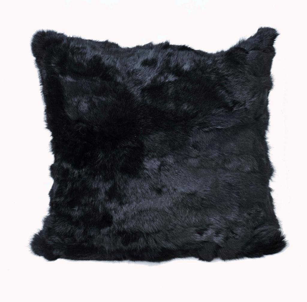 45x45cm Genuine Rabbit Fur Sofa Cushion Cover - Soft & Luxurious Black Throw Pillow Case for Living Room, Bedroom Decor - Perfect for Cozy Winter Nights & Elegant Home Styling