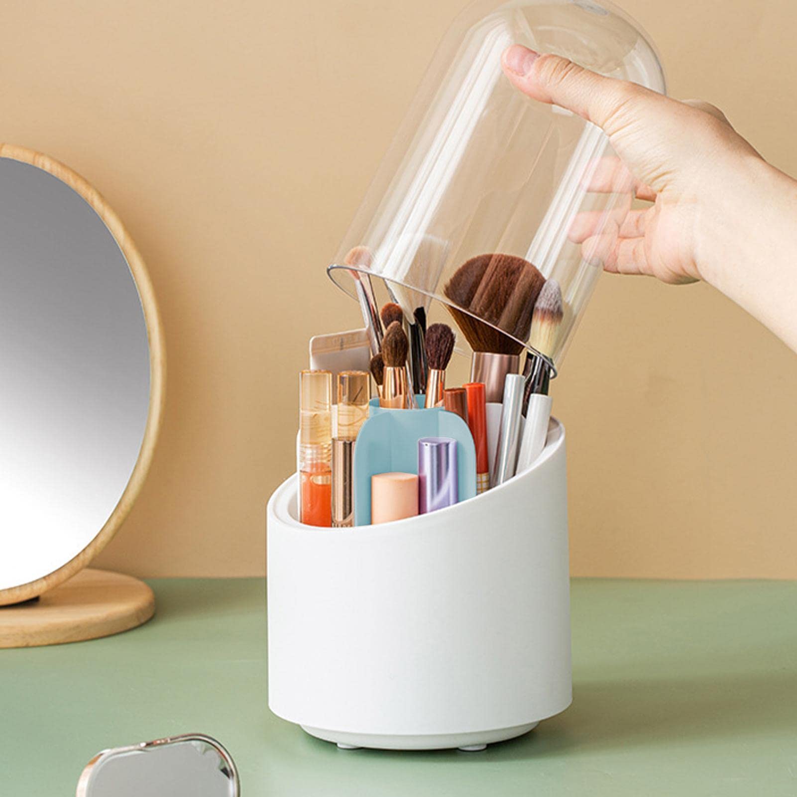 Eastuy 360° Non-Slip Makeup Brush Holder | Waterproof Cosmetic Brush Organizer for Bathroom Countertop & Vanity Desk Storage - Perfect for Makeup Artists & Beauty Enthusiasts
