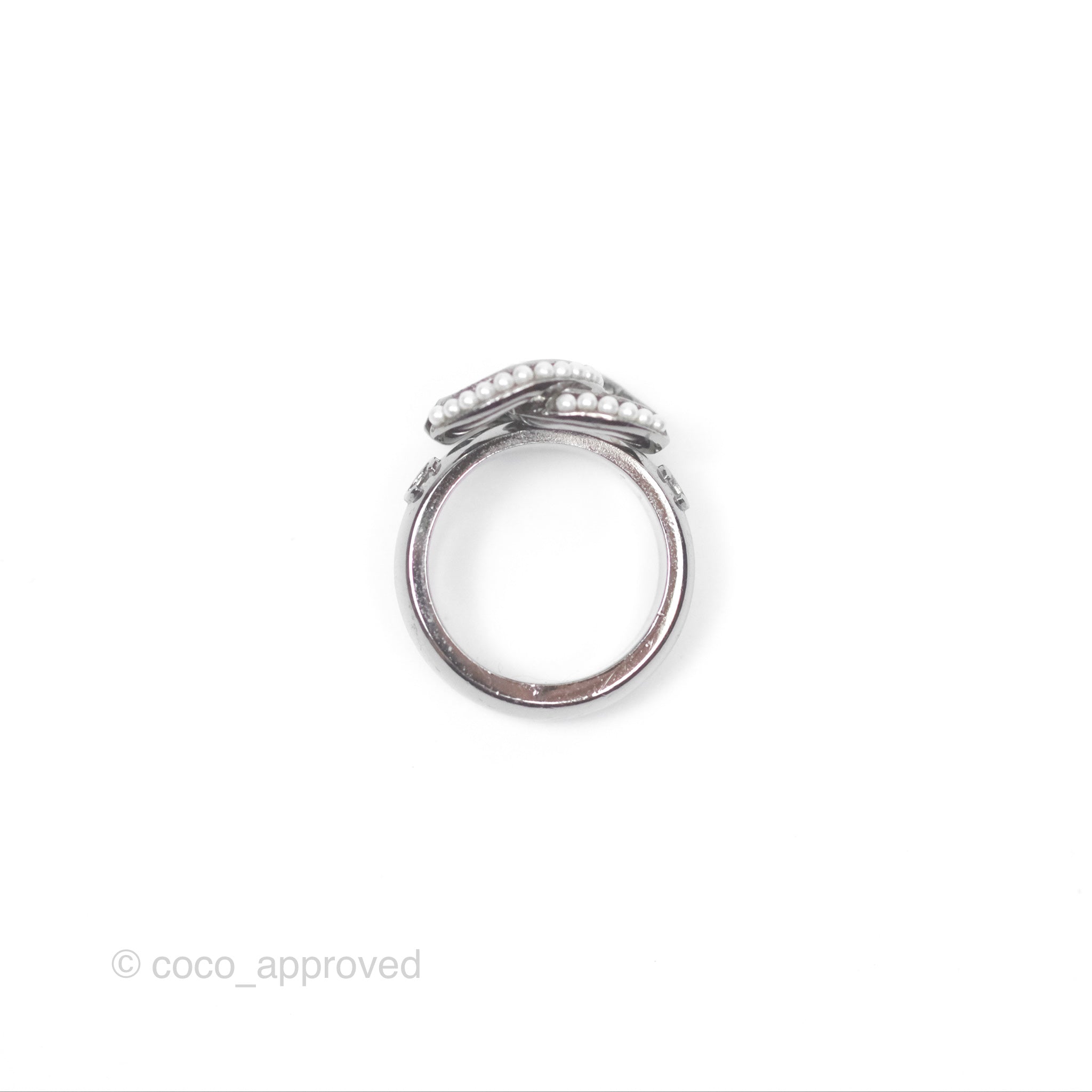 Chanel CC Ring Brushed Silver Tone 10A - Elegant Fashion Jewelry for Women | Perfect for Parties, Weddings & Date Nights