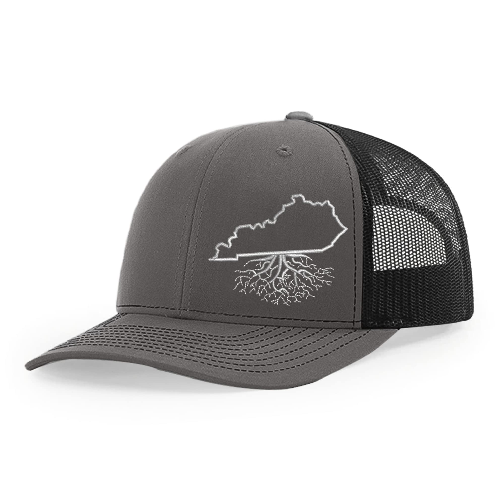 Kentucky Roots Snapback Hat - Stylish Baseball Cap for Men & Women, Polyester Cotton Trucker Hat with Mesh Back, Six-Panel Design, One Size Fits All (Charcoal/Black) - Perfect for Outdoor Activities, Sports & Casual Wear