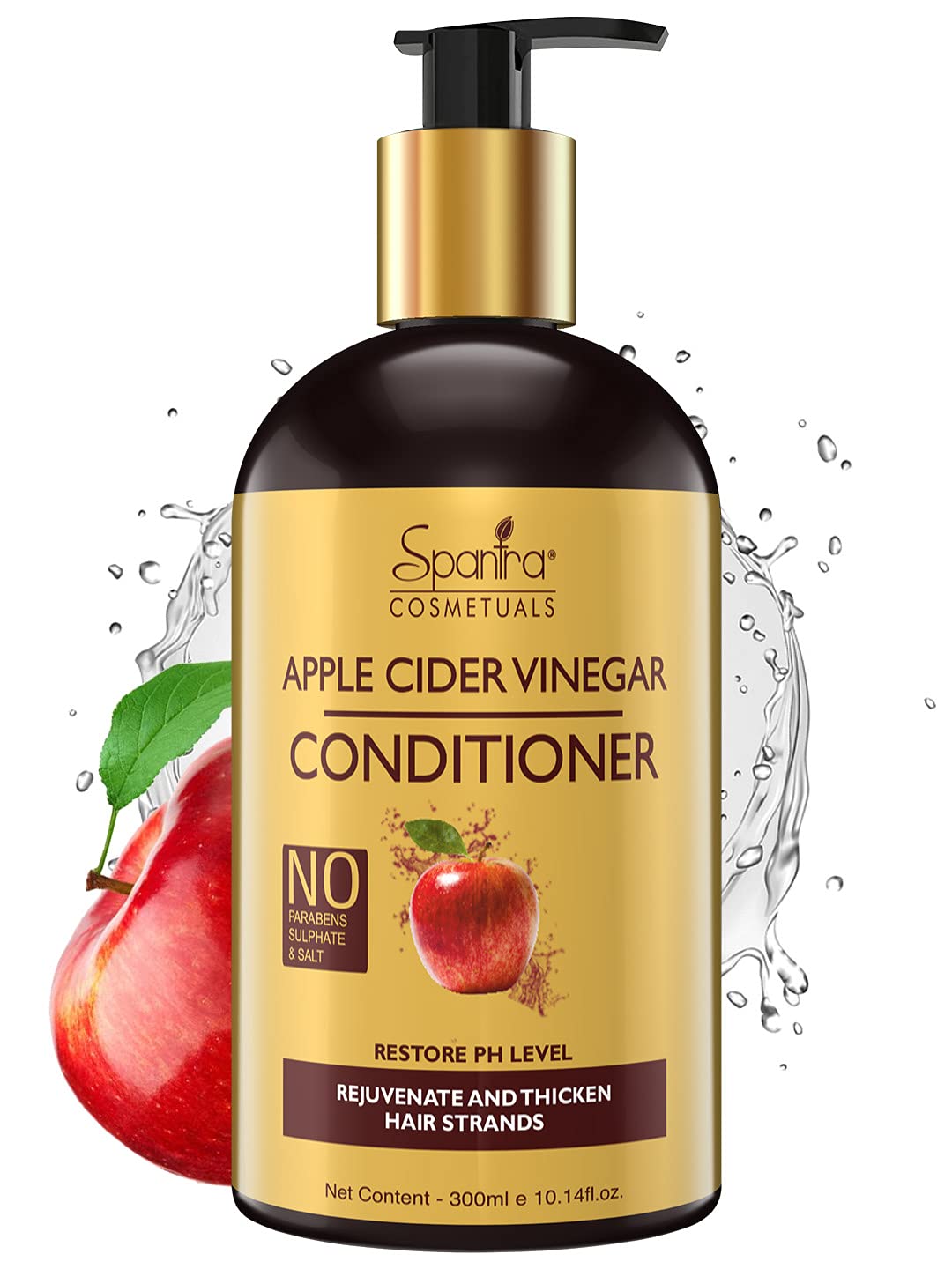 Organic Apple Cider Vinegar Hair Conditioner 300ml - Sulfate & Paraben Free - Hair Thickening & Revitalizing Treatment for Damaged Hair - Perfect for Dry, Frizzy Hair Care Routine at Home or Salon
