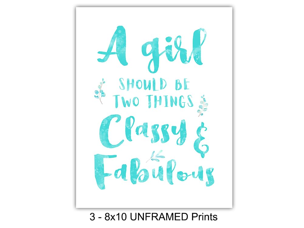 Inspirational Positive Quotes Wall Art - Glam High Fashion Blue Designer Print, Motivational Home Decor for Bedroom & Living Room - Encouragement Gift for Women, Perfect for Housewarming & Office Decor