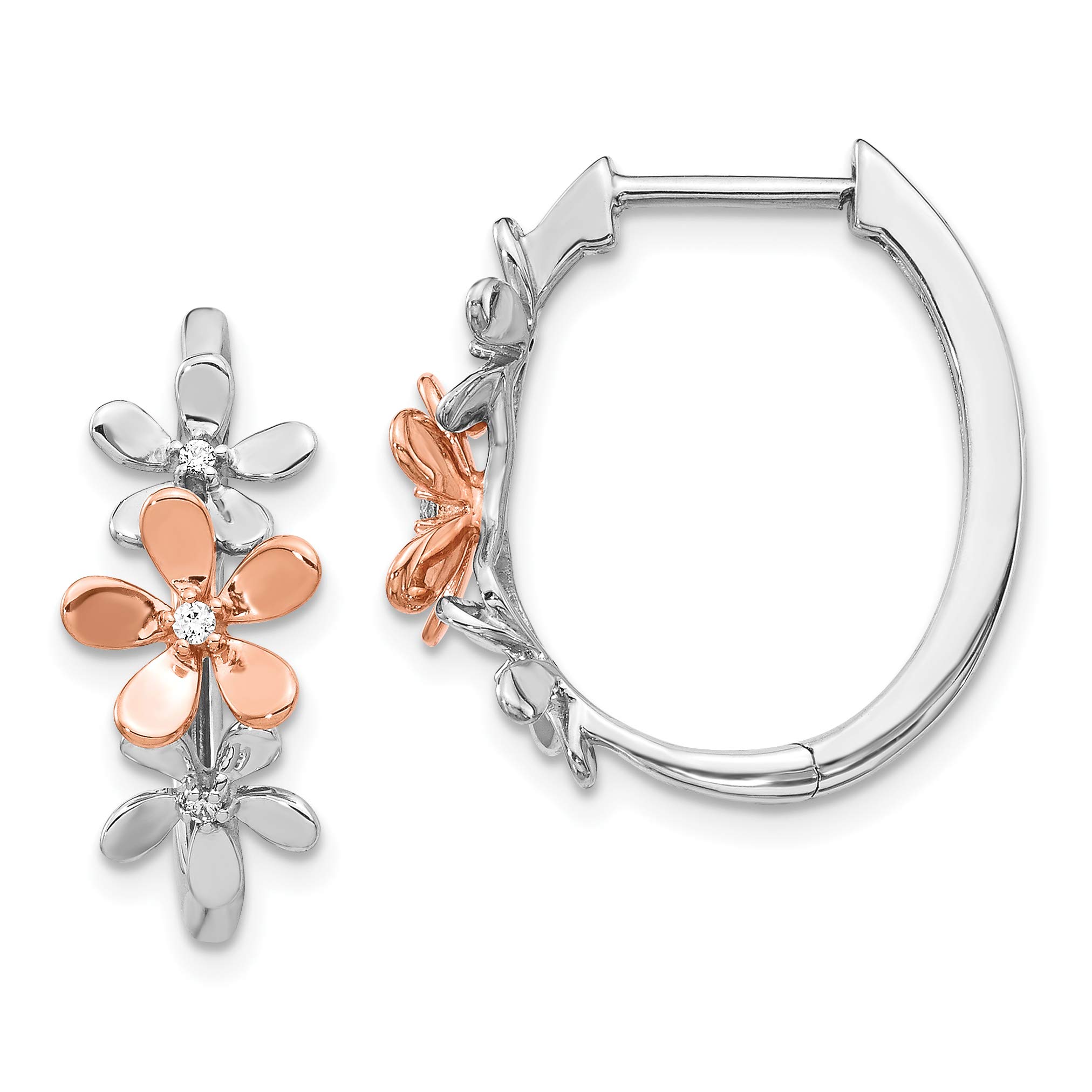 14K Rose & White Gold Diamond Earrings for Women – Elegant Dangle Hoop Earrings for Wedding, Party & Everyday Wear