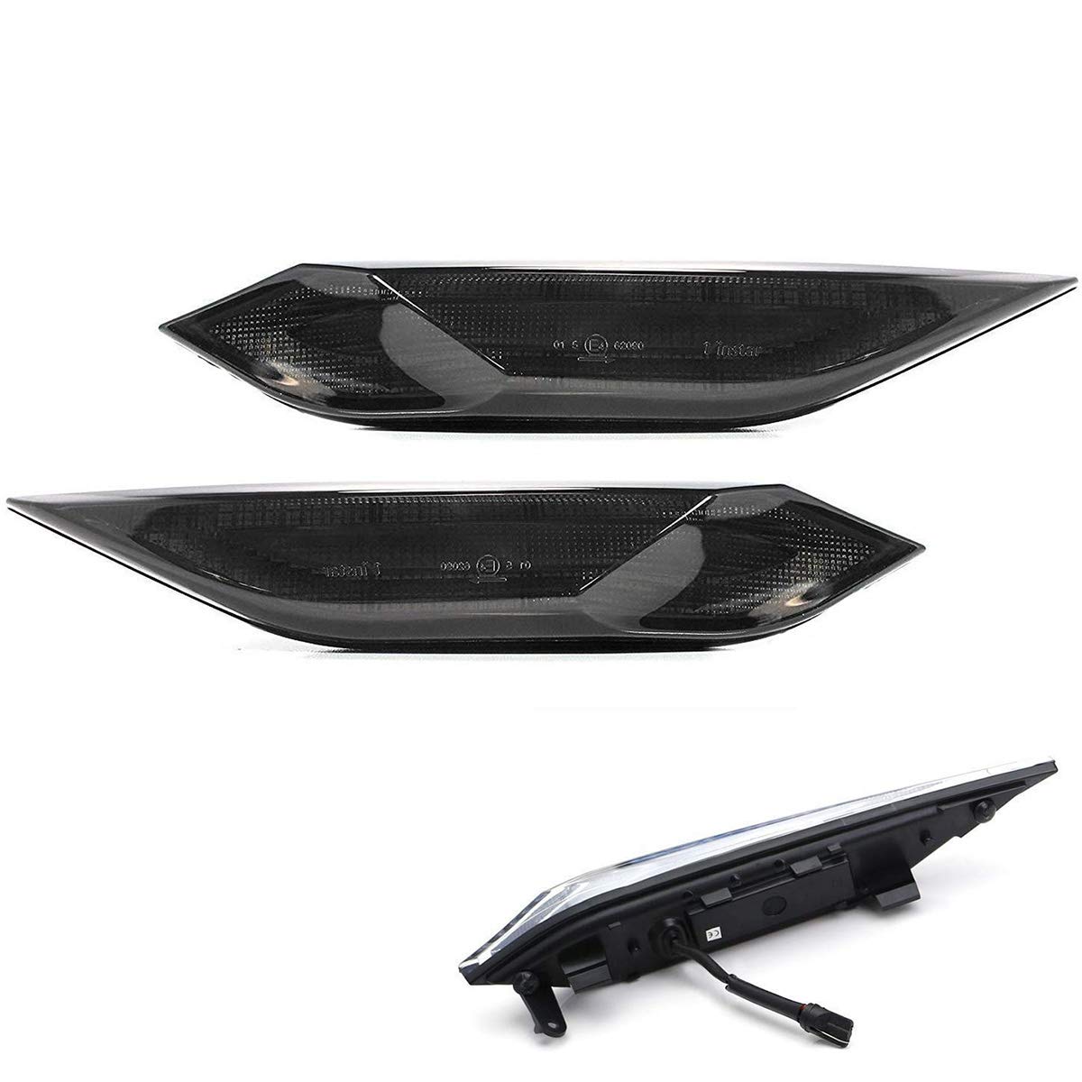 Smoked Lens LED Side Marker Lamp for 2011-2014 Porsche 958 Cayenne - Amber Turn Signal & Xenon White Running Light - Perfect for Night Driving and Enhanced Vehicle Visibility