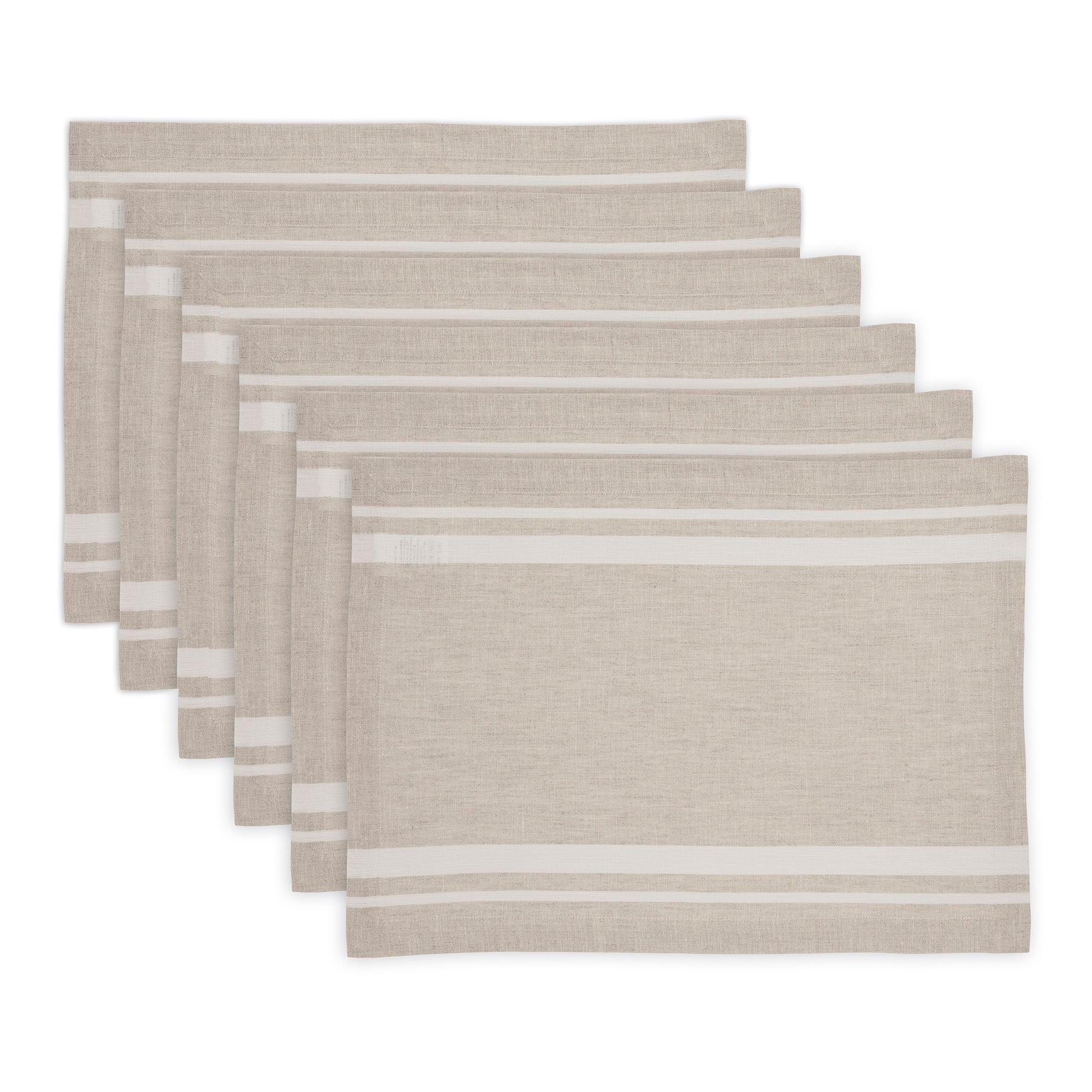 French Striped Placemats Set of 6 - Elegant Cotton Table Mats for Dining Room Decor - Perfect for Dinner Parties, Kitchen Tables & Home Decor