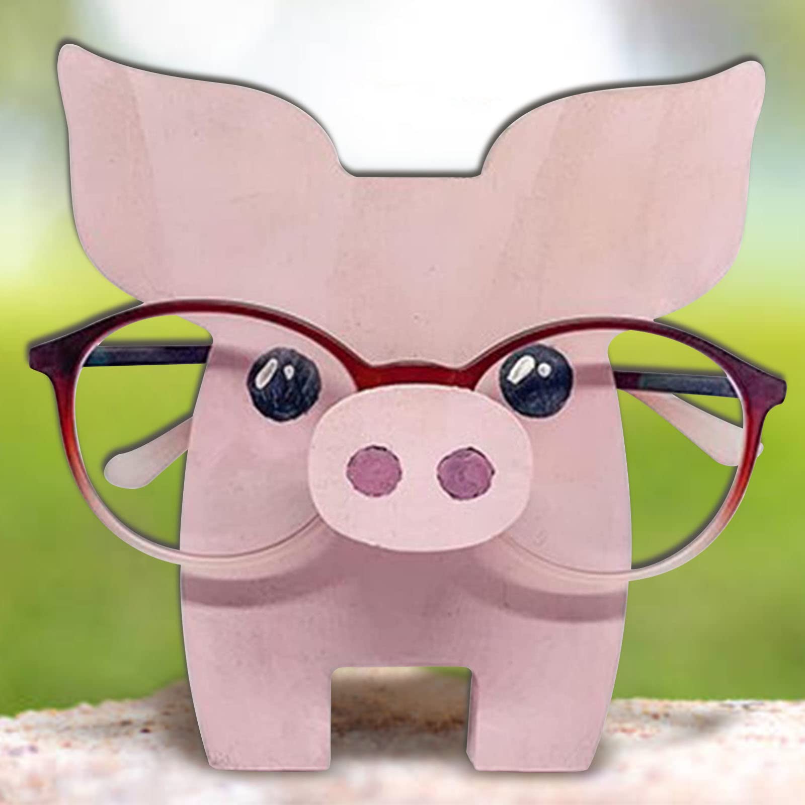 Wooden Animal Glasses Holder Stand - Cute Cartoon Eyeglass Organizer for Desk, Nightstand or Bathroom | Perfect Gift for Glasses Wearers (Color-B)