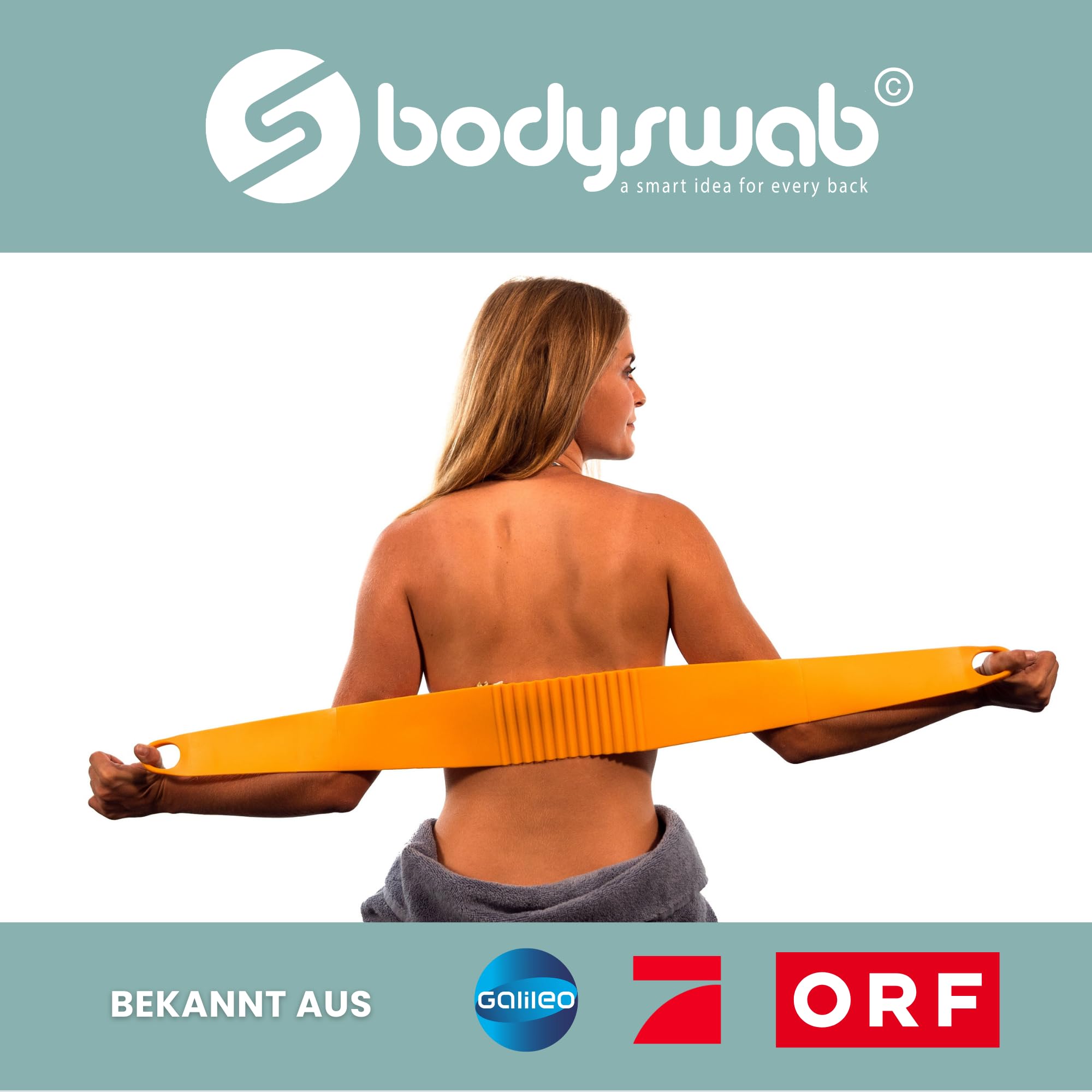 Bodyswab© Back Scrubber - Crack-Resistant, Durable, Dishwasher Safe | Alternative to Back Brush | Body Care Tool for Elderly & Seniors | Made in EU | Funny Bath Gadget for Shower & Spa Relaxation