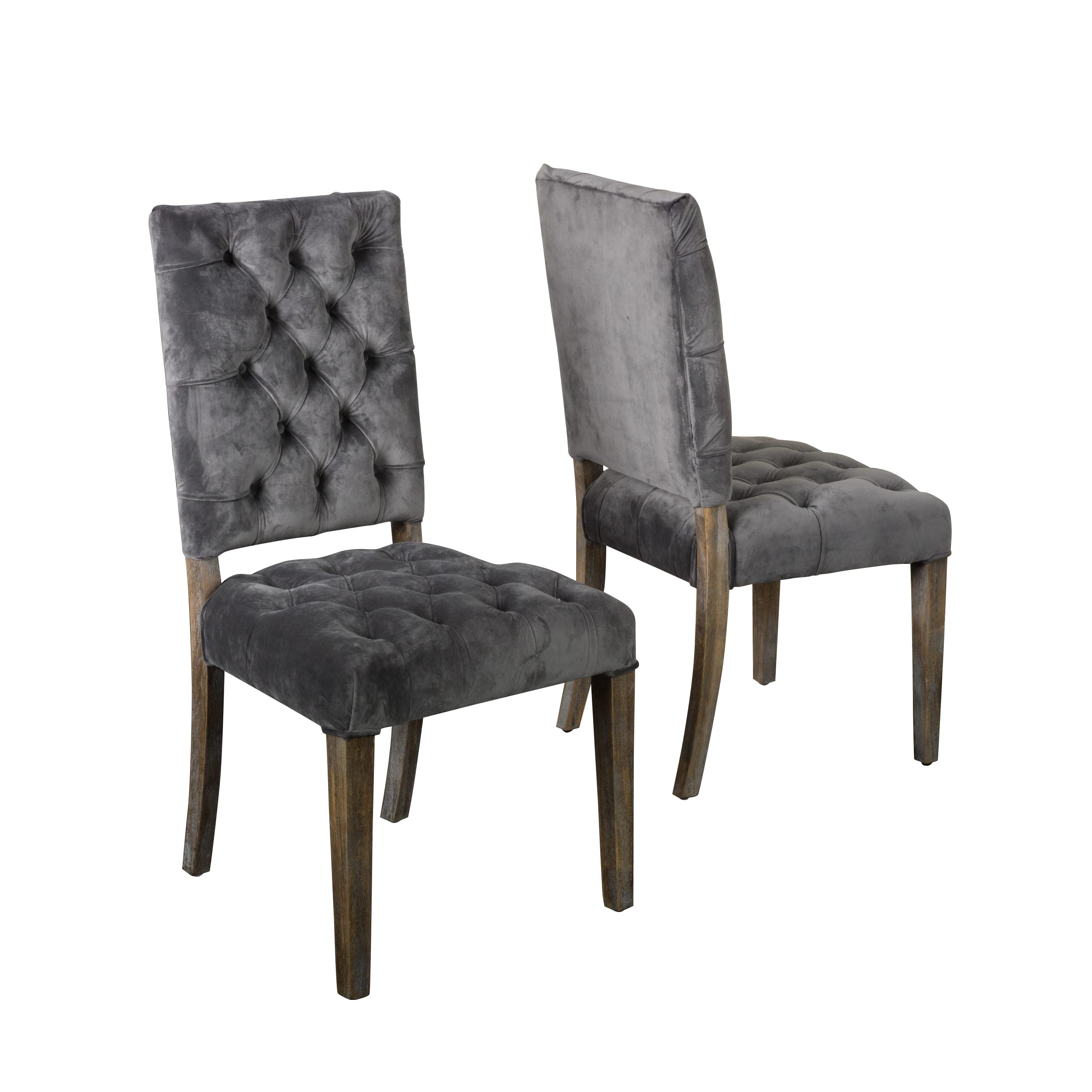 Christopher Knight Home Carolina Velvet Dining Chairs - Set of 2, Charcoal Gray Upholstered Seating for Dining Room, Kitchen, or Breakfast Nook