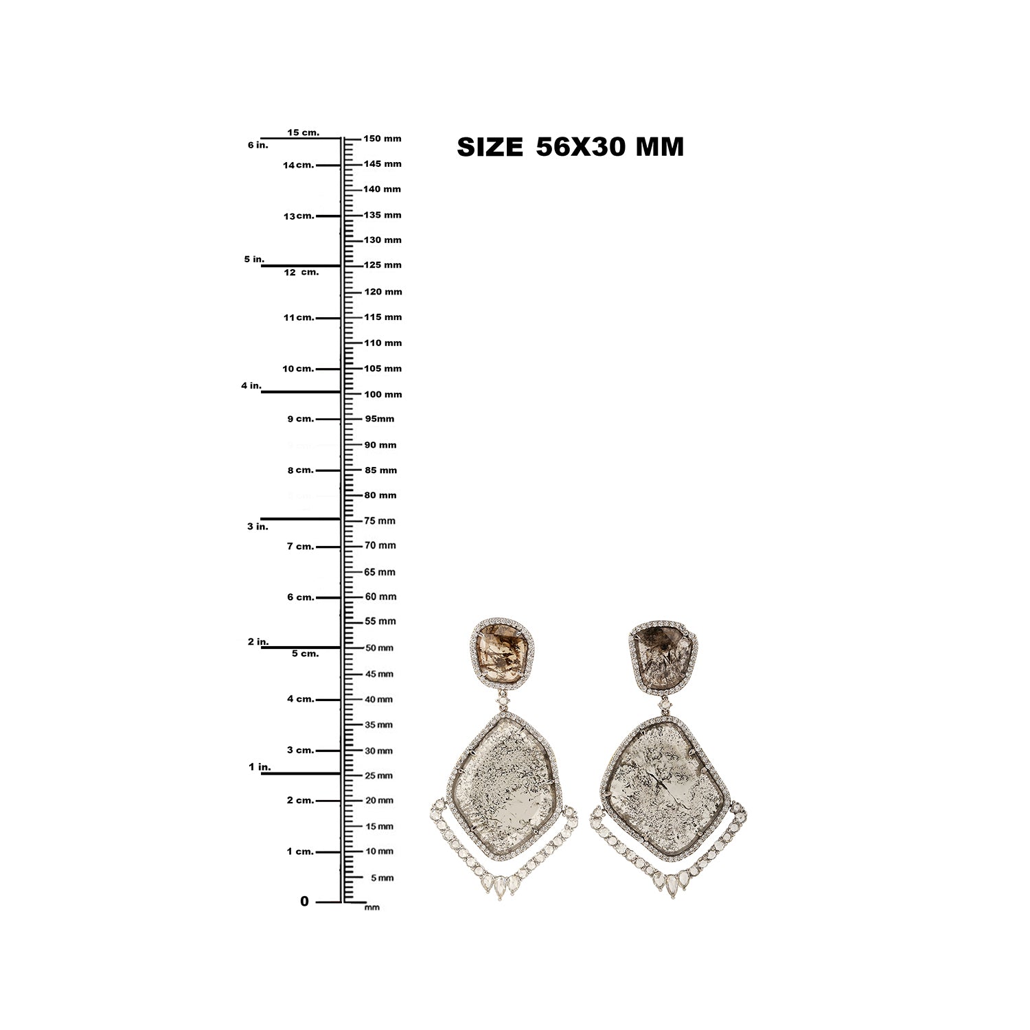 18K White Gold Prong Set Rose Cut Diamond Dangle Earrings for Women - Perfect for Weddings, Parties & Special Occasions