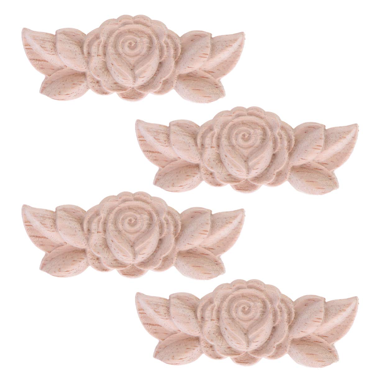 4PCS European Style Wooden Corner Decal - Handcrafted Cabinet & Door Corner Applique for Furniture Decoration | Vintage Wood Carving Ornament for Home, Office & Antique Furniture Restoration